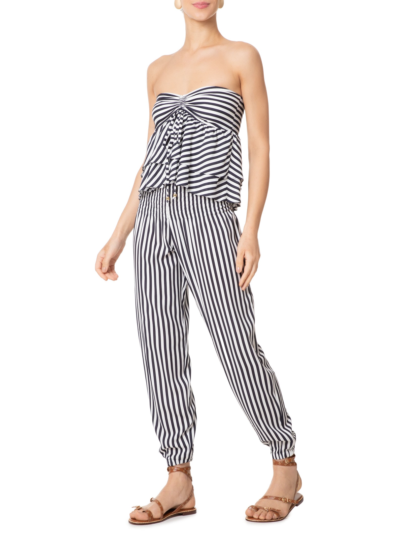 Calça Feminina Listrada Jogger Azul '2Essential