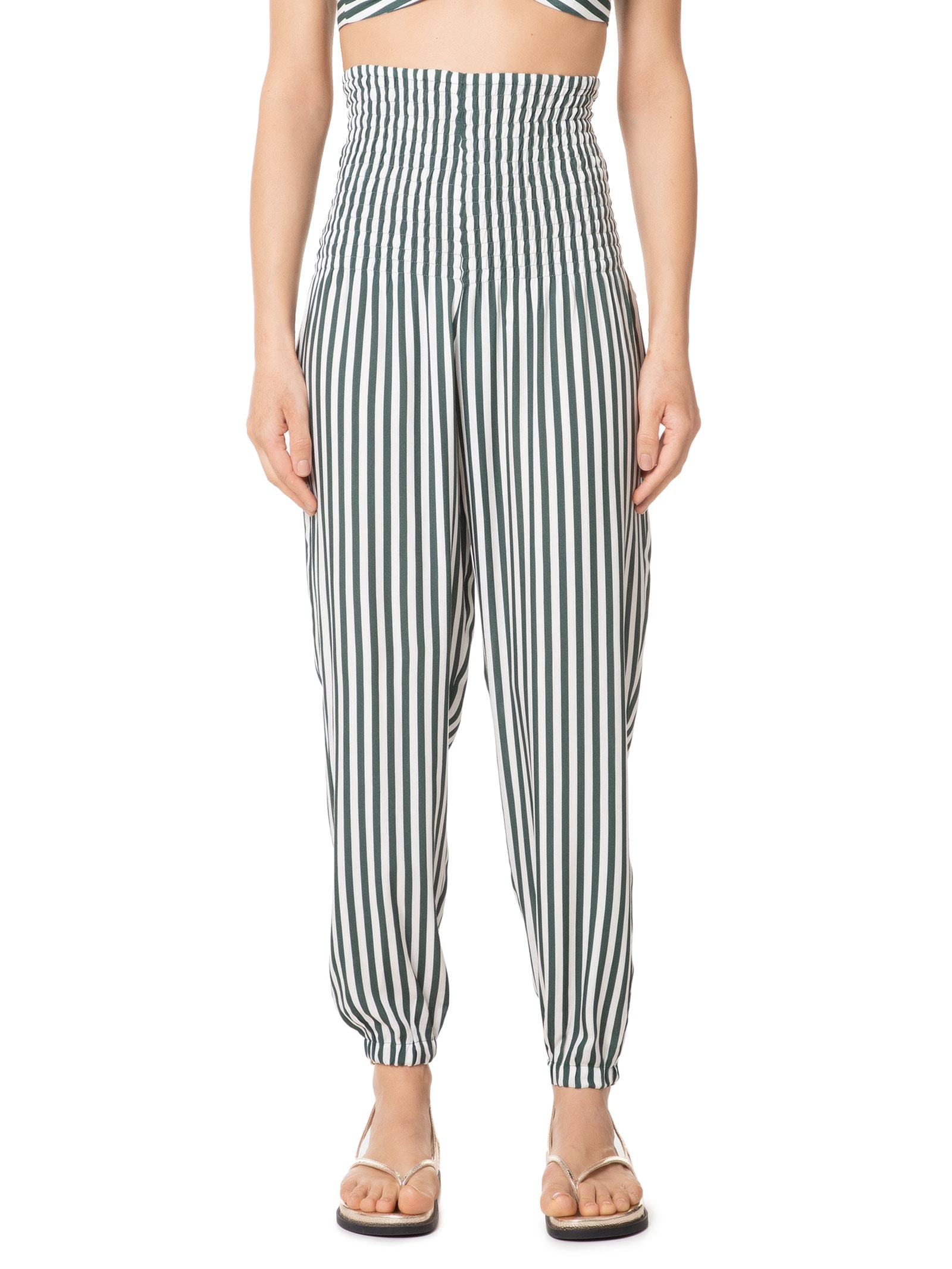 Calça Feminina Listrada Jogger Verde '2Essential