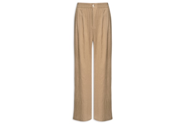 Calça Feminina Listrada Pantalona - Bege