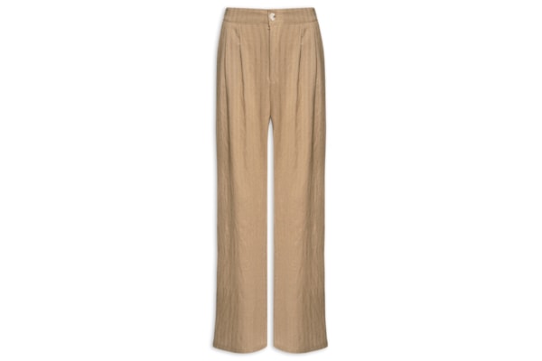 Calça Feminina Listrada Pantalona - Bege