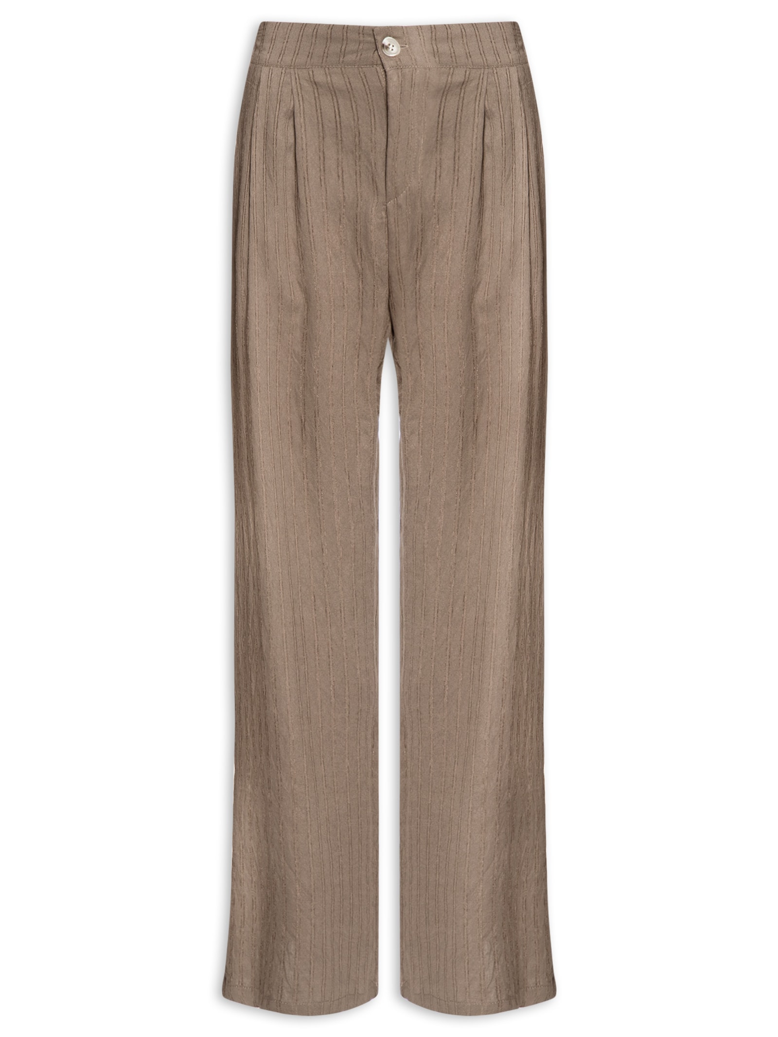 Calça Feminina Listrada Pantalona Marrom Basiq