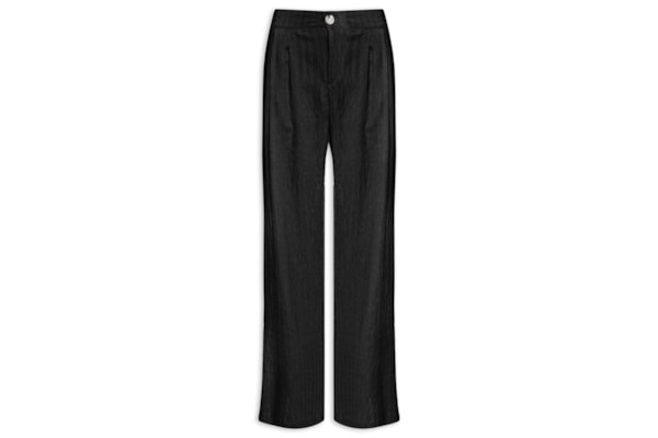 Calça Feminina Listrada Pantalona - Preto