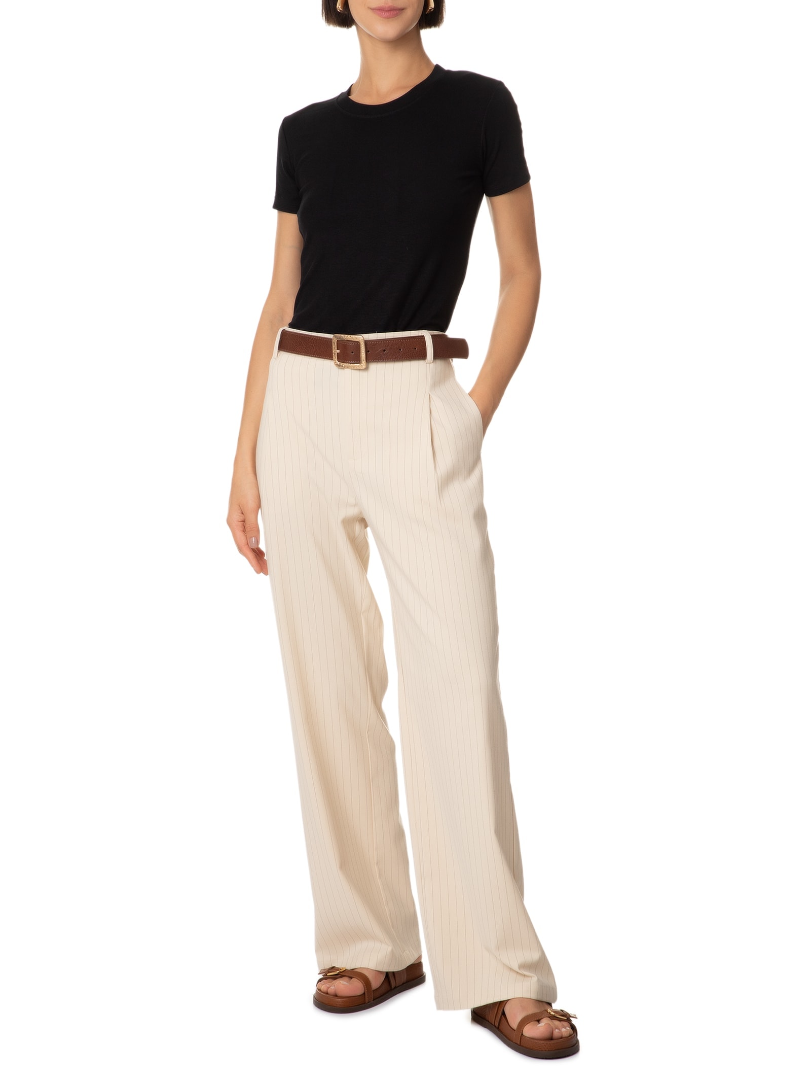 Calça Feminina Listras Branco Hering