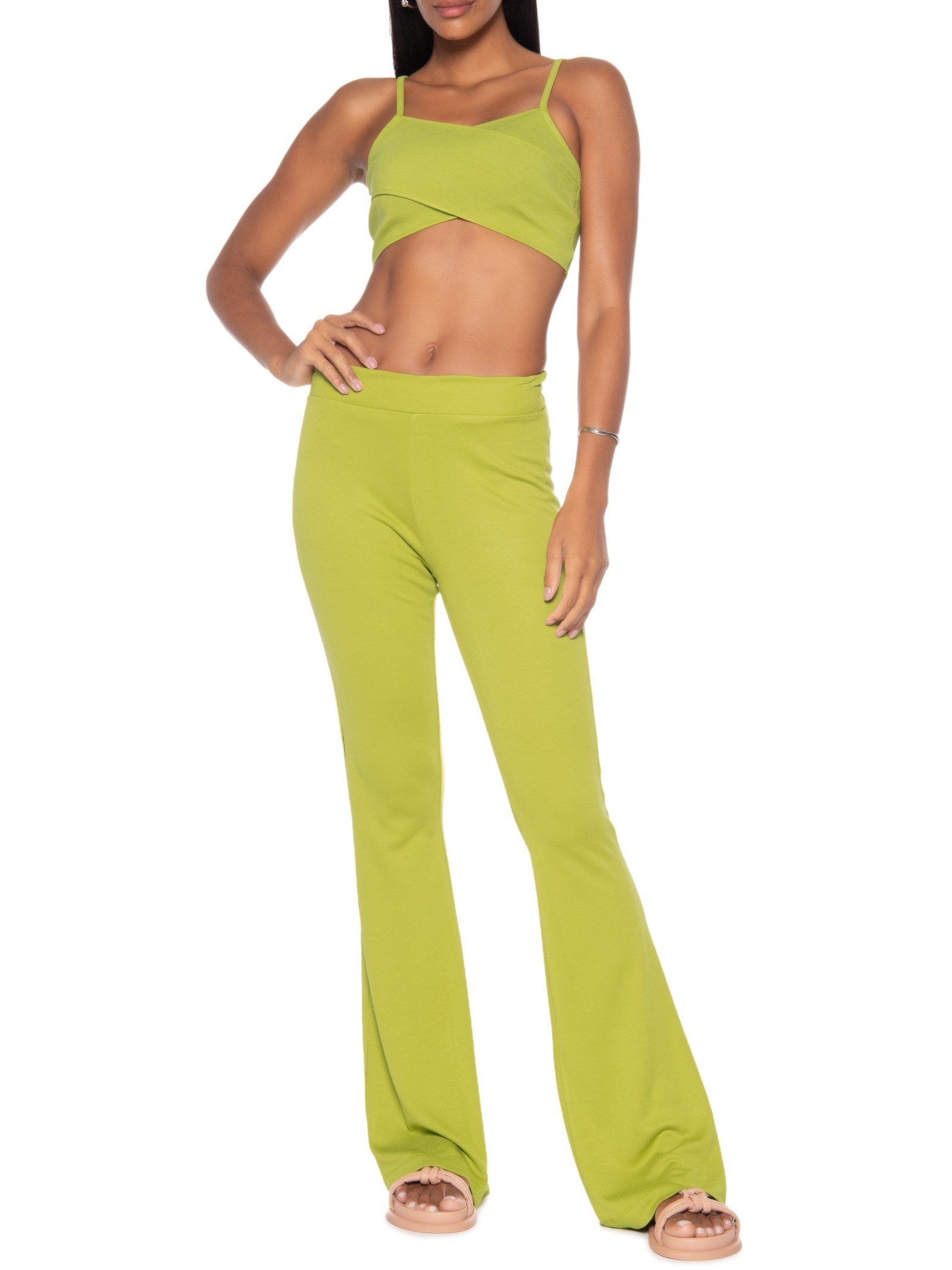 Calça Feminina Longa Verde Dzarm