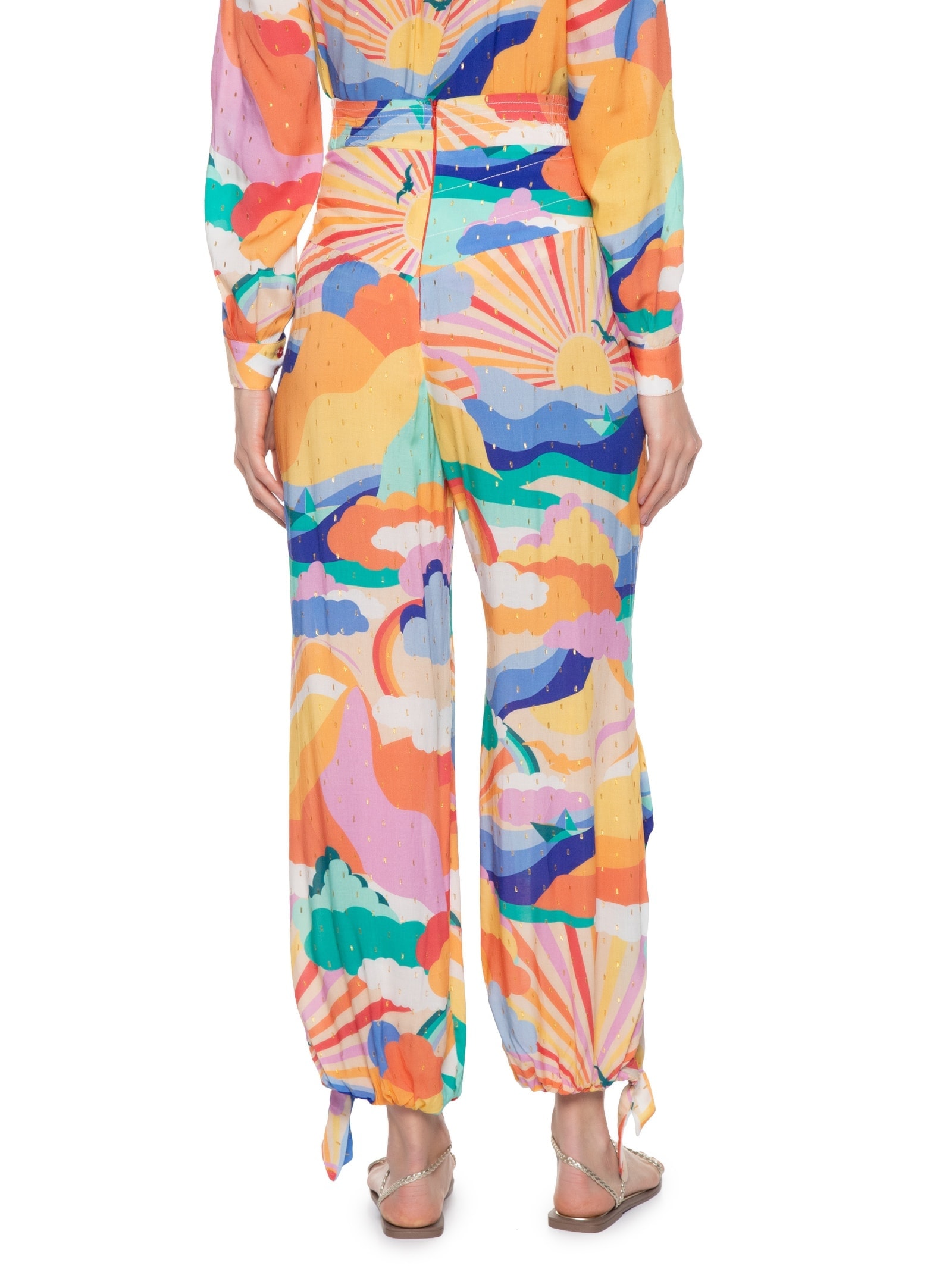 Calça Feminina Lurex Estampa Paradiso Laranja Dress To