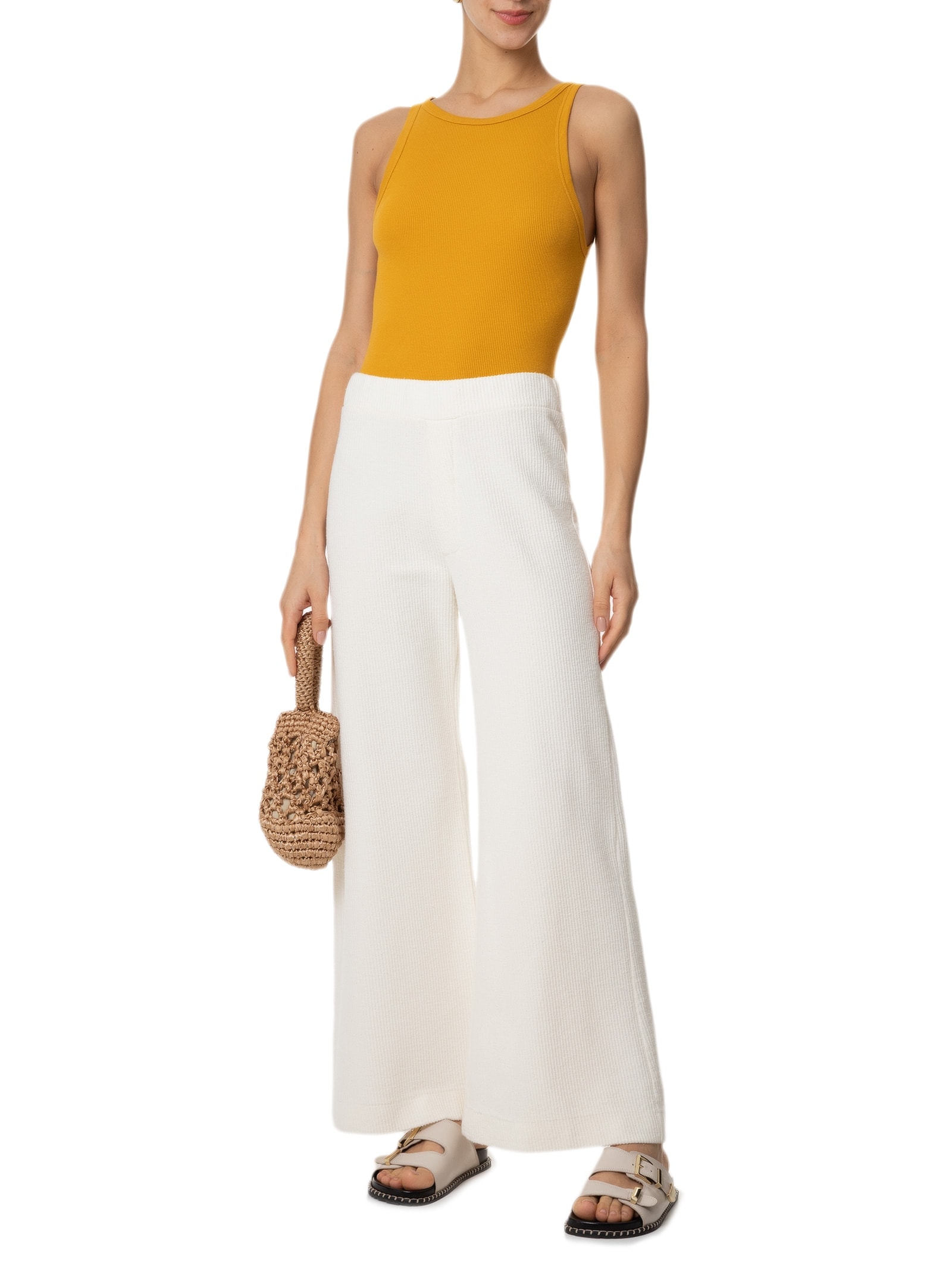 Calça Feminina Malha Canelado Rústico Off White Osklen