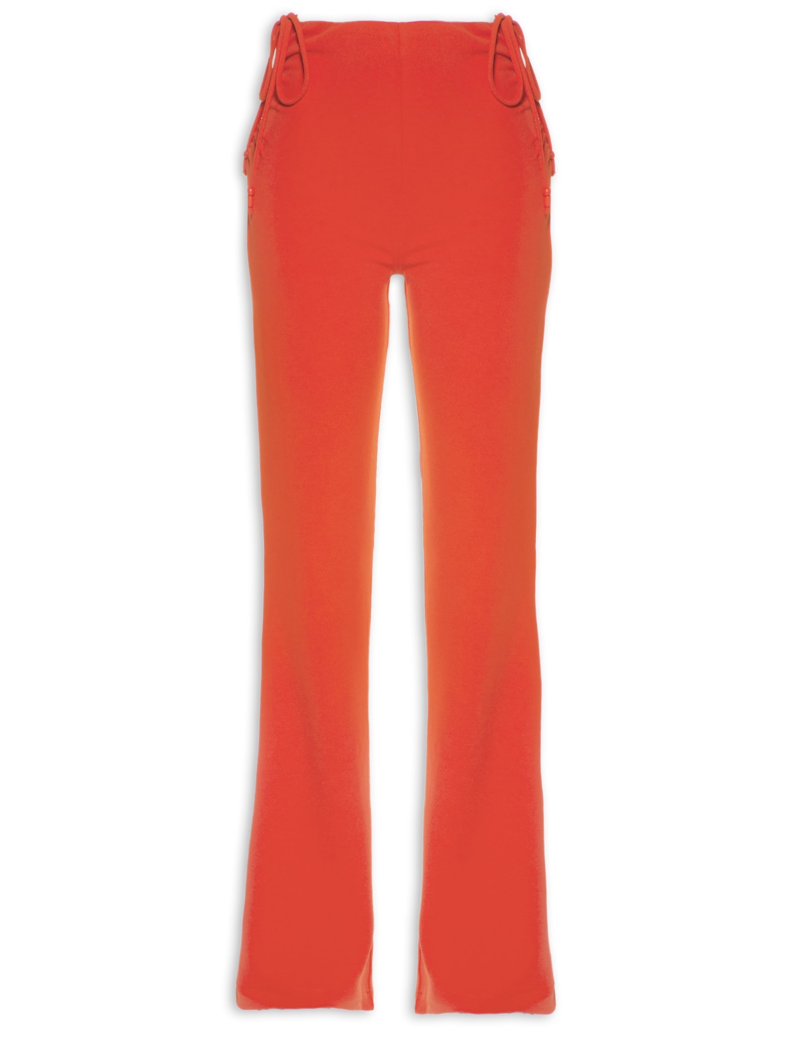 Calça Feminina Malha Com Amarração Lateral Laranja Market 33
