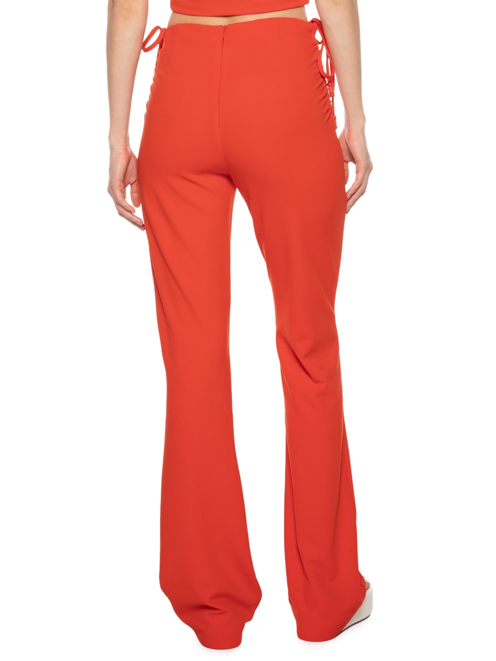 Calça Feminina Malha Com Amarração Lateral Laranja Market 33