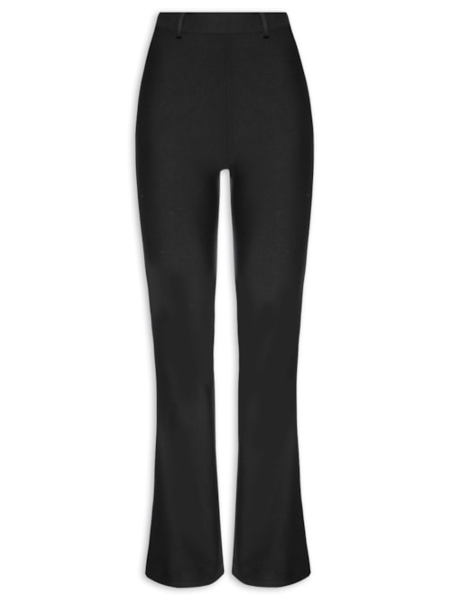Calça Feminina Malha Flare Ponto Roma Liso - Preto
