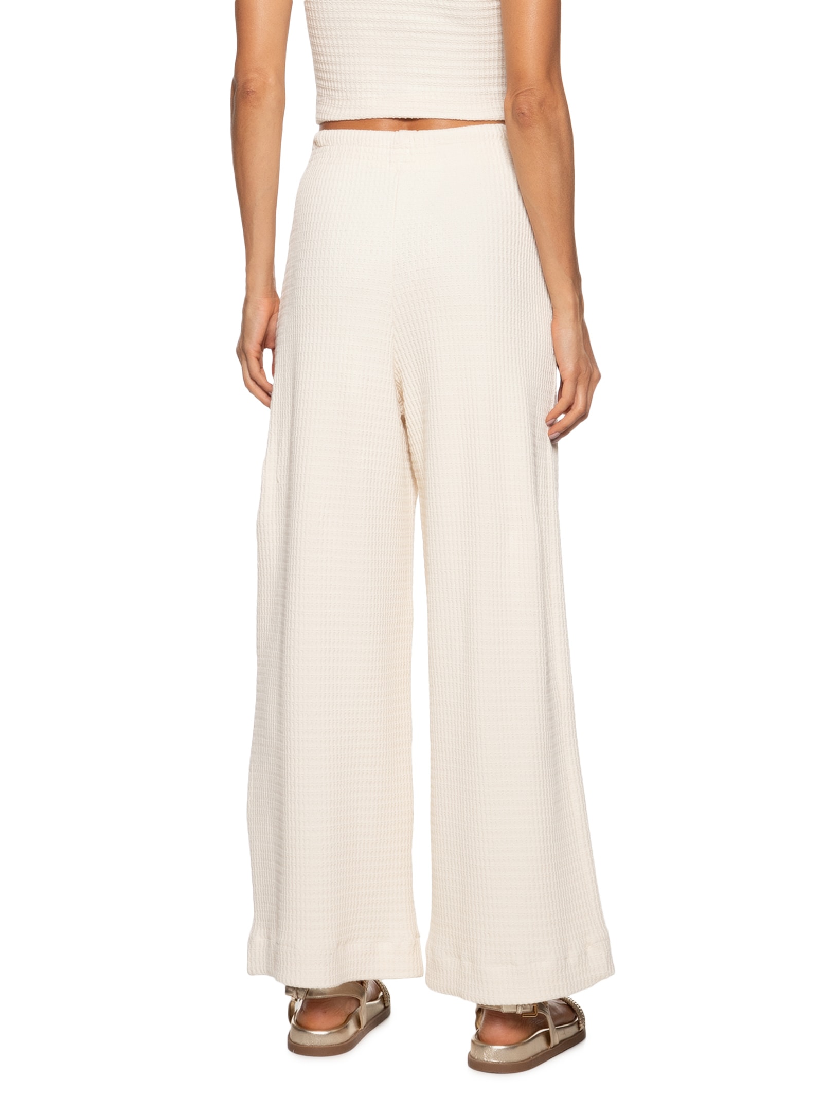 Calça Feminina Malha Textura Bege Cantão