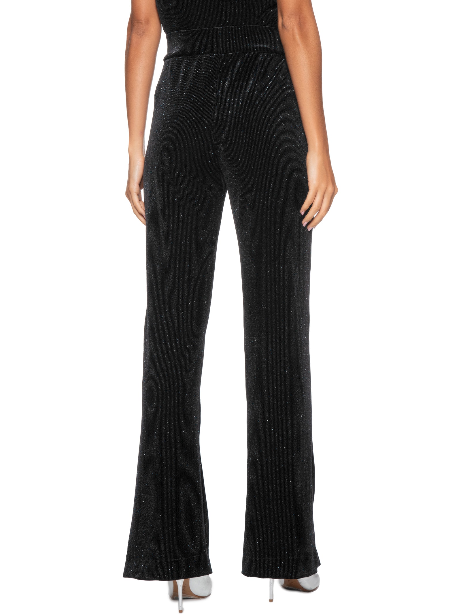 Animale Calça Feminina Malha Veludo Boca Larga Preto