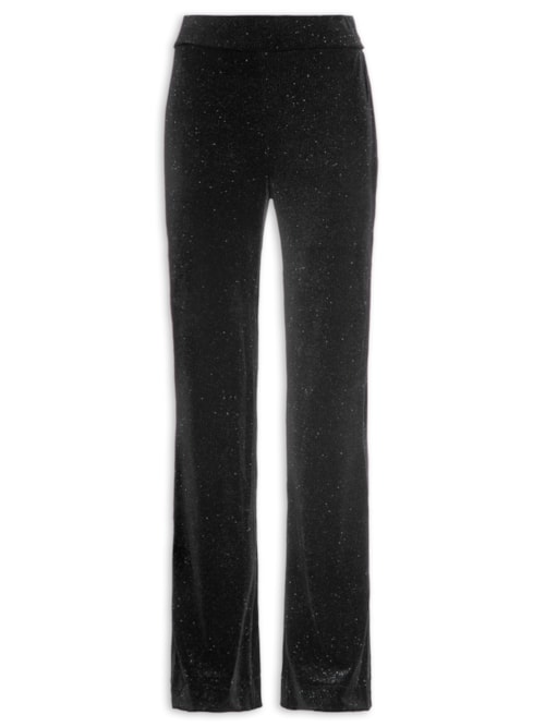 Calça Feminina Malha Veludo Boca Larga – Preto