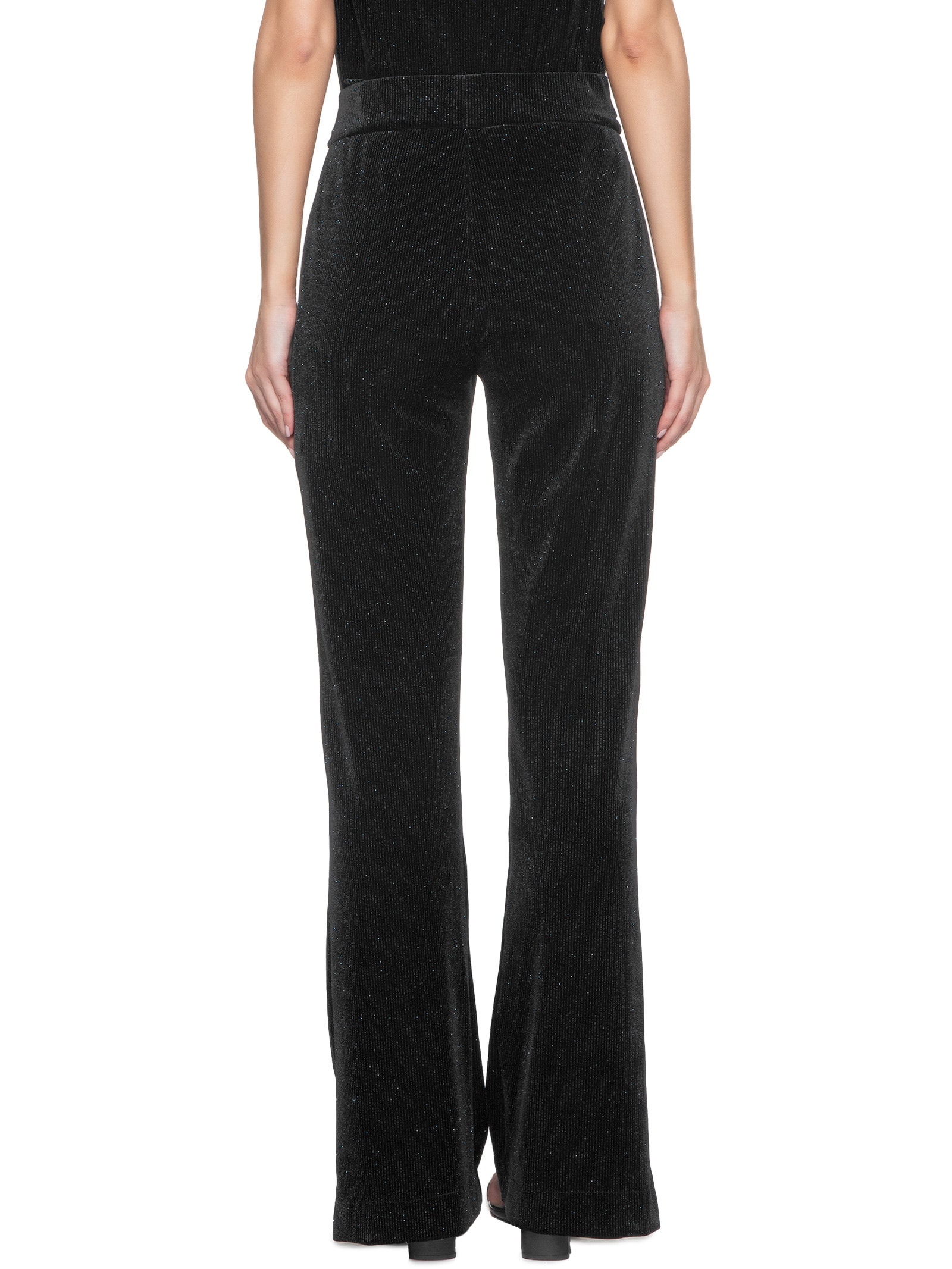 Calça Feminina Malha Veludo Boca Larga Preto Animale