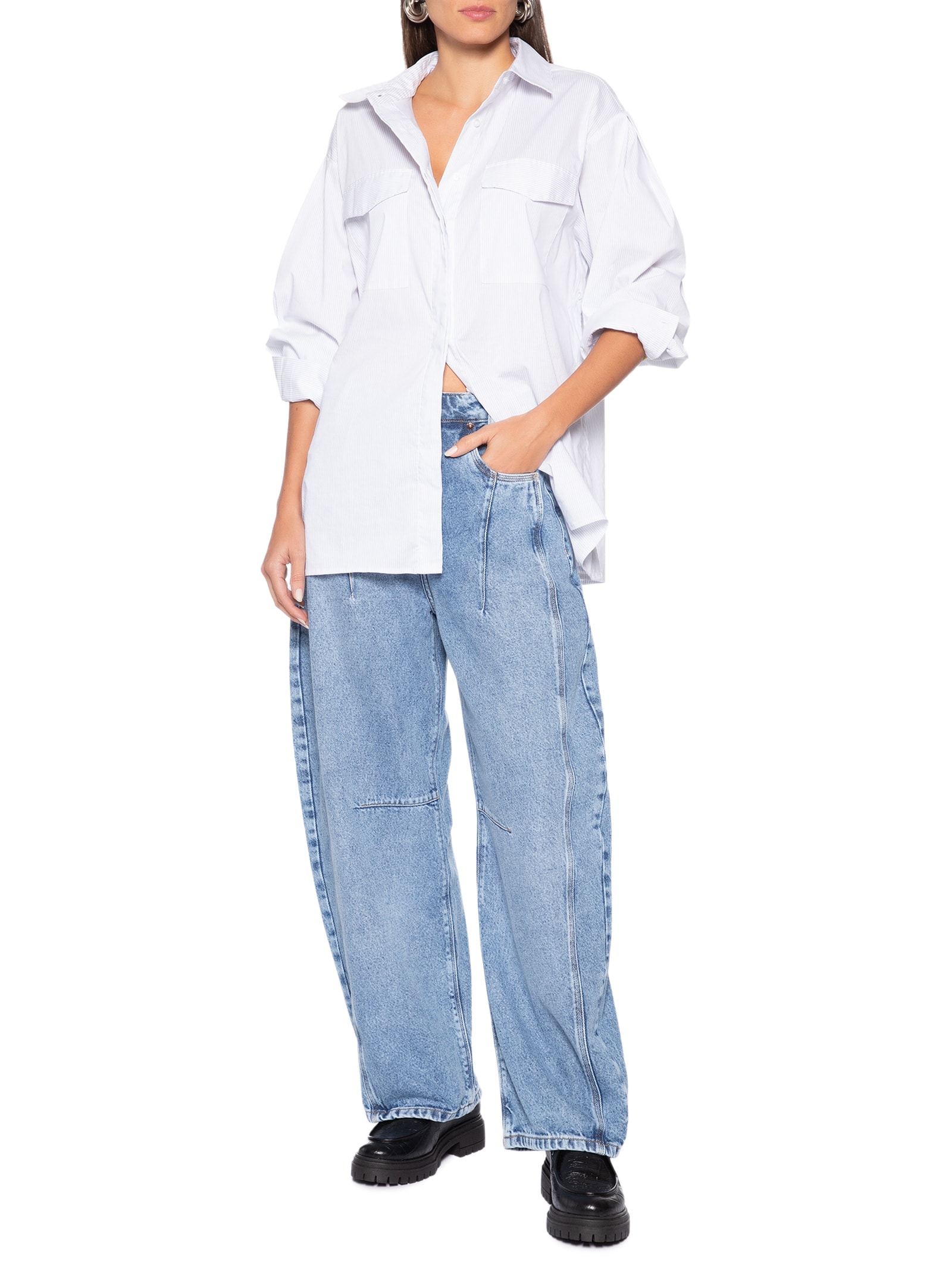 Calça Feminina Mari Barrel Slim Azul P7 Jeans