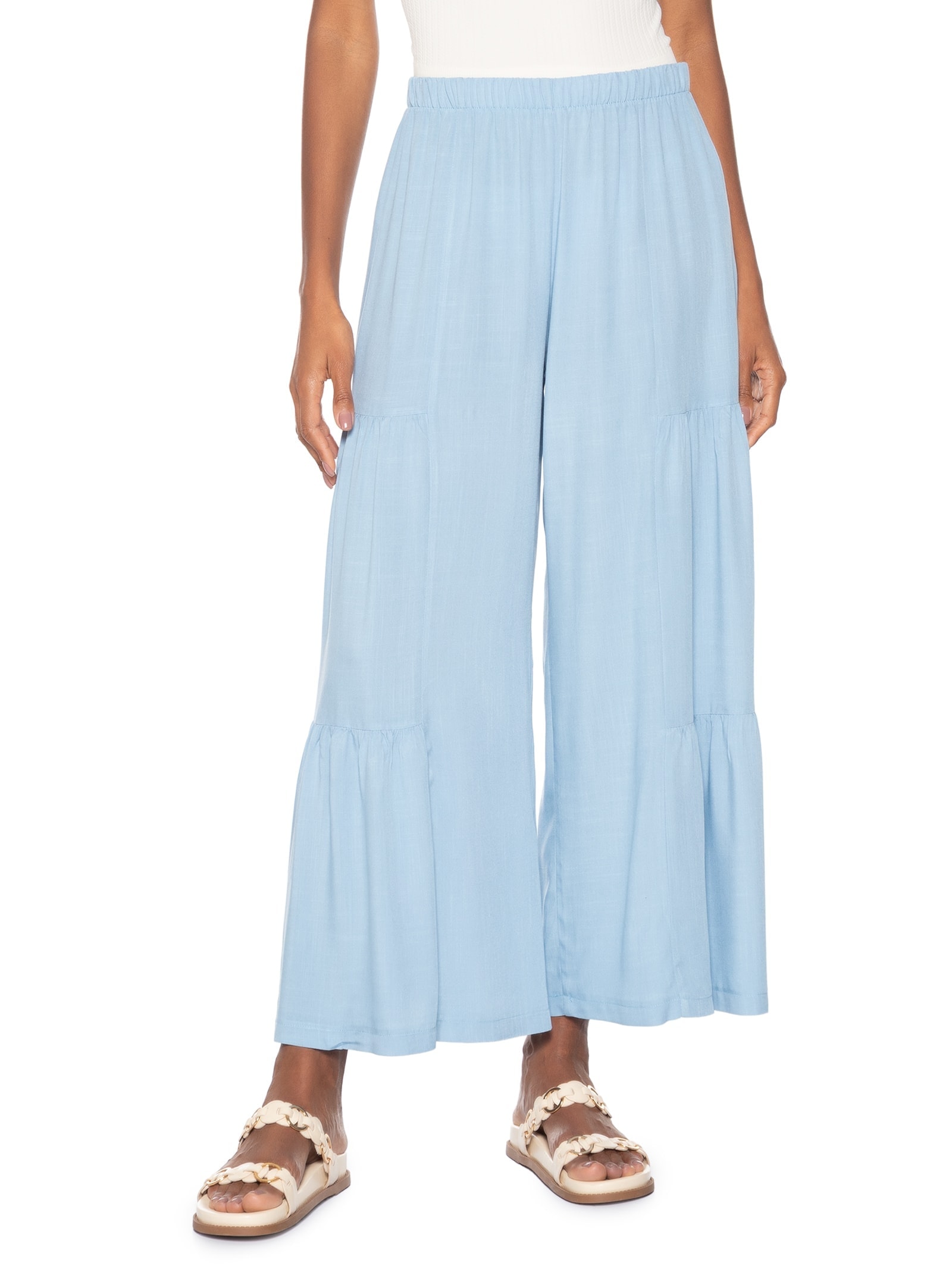 Calça Feminina Marias Pantacourt Azul Basiq