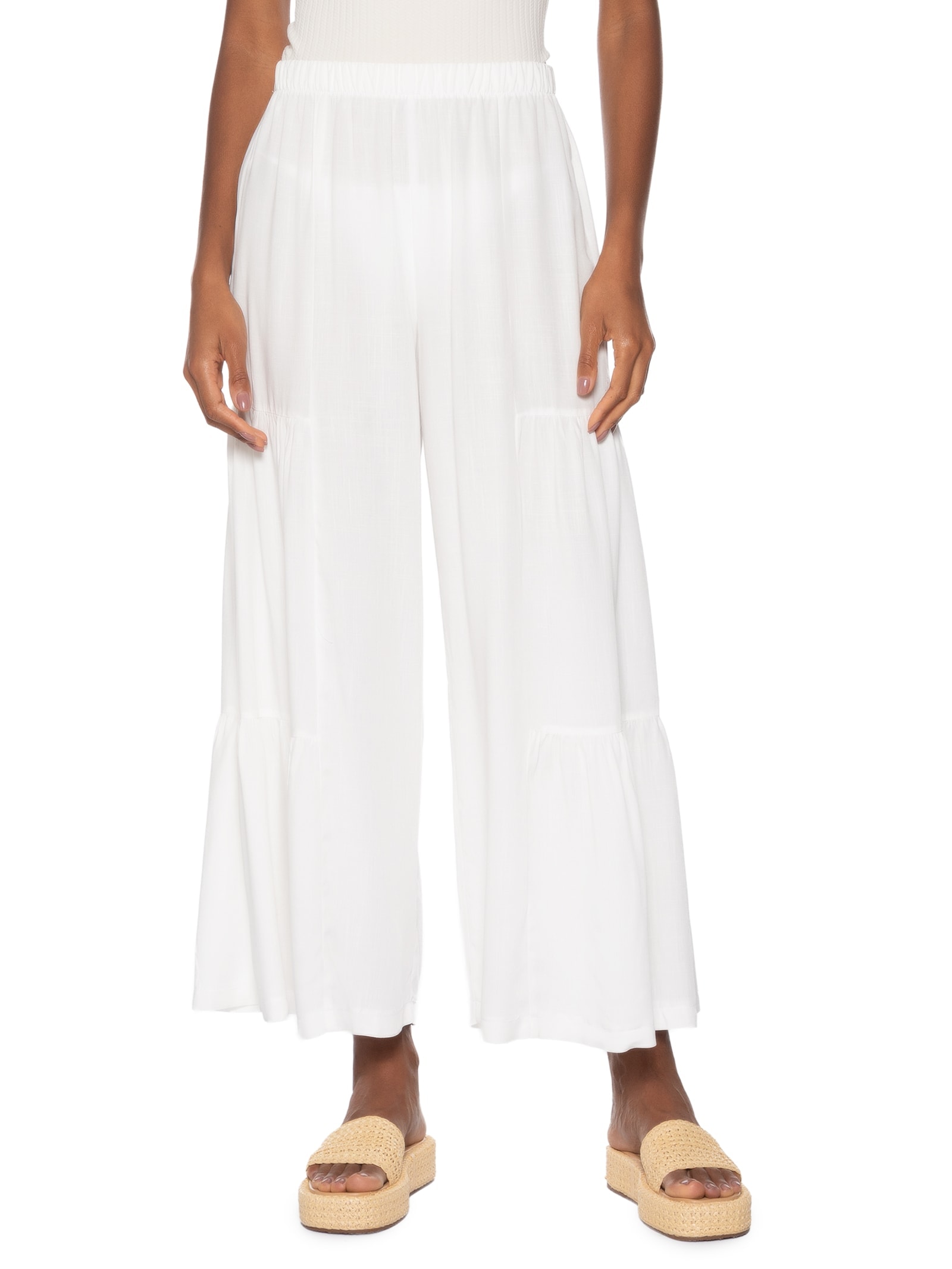 Calça Feminina Marias Pantacourt Off White Basiq