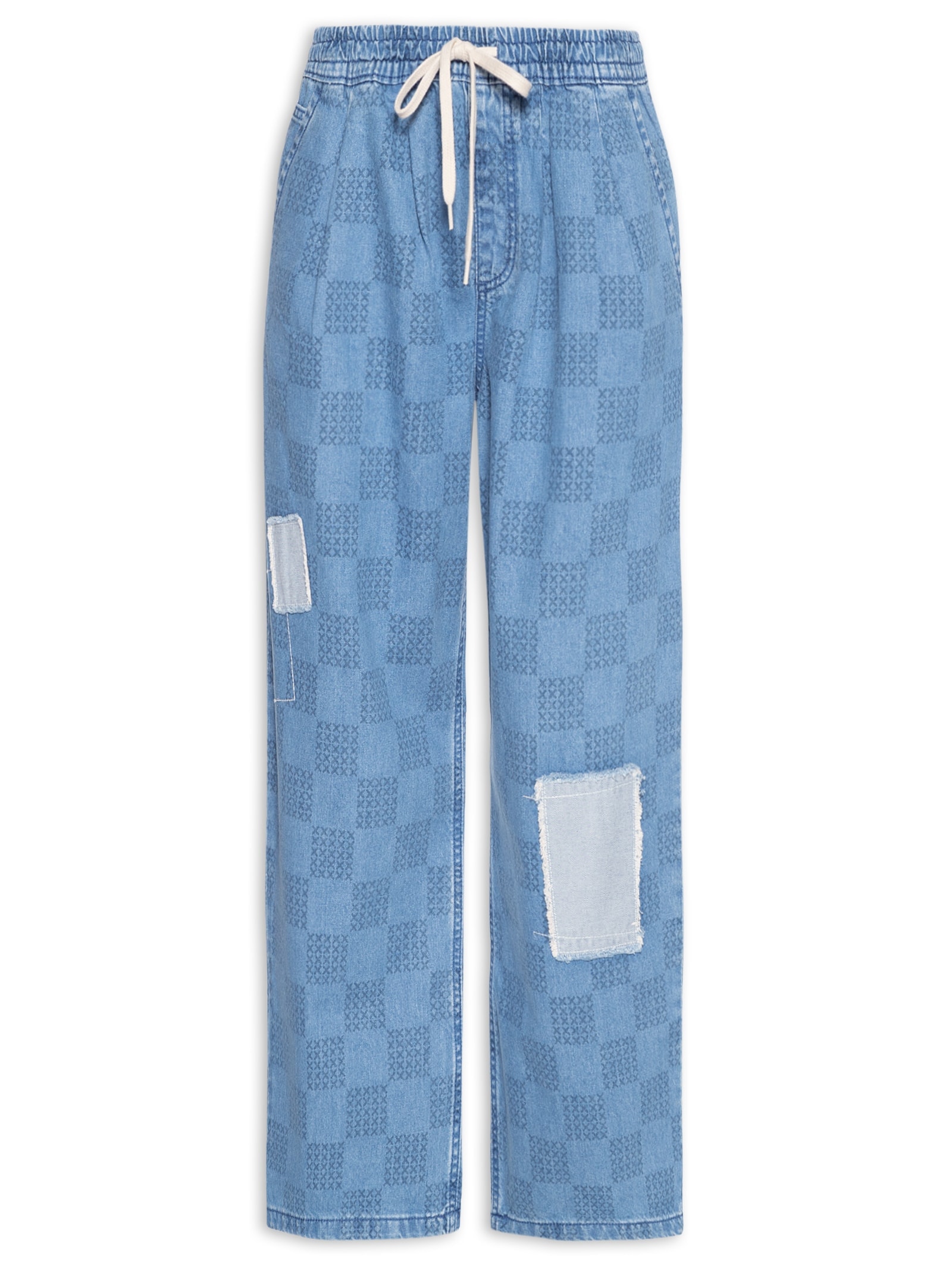 Vans Calça Feminina Mended Check Denim Range Loose Crop Pant Azul