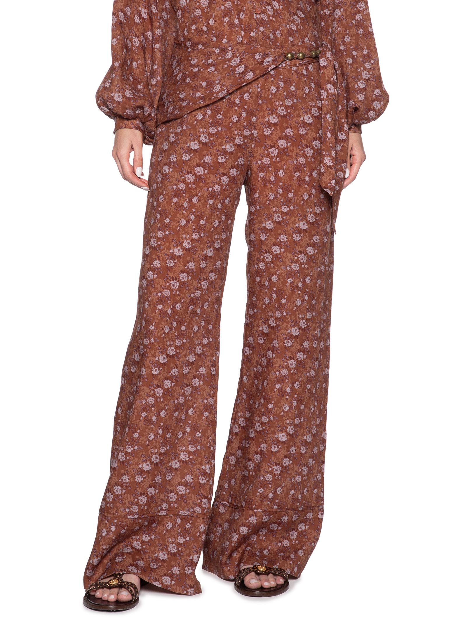 Calça Feminina Metais Estampa Roses Rosa Maria Filó