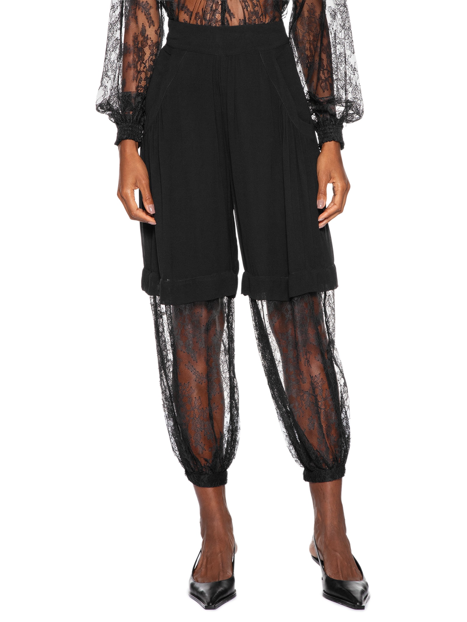 Calça Feminina Mix Transparência Com Renda Preto Animale