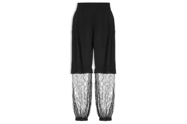 Calça Feminina Mix Transparência Com Renda - Preto