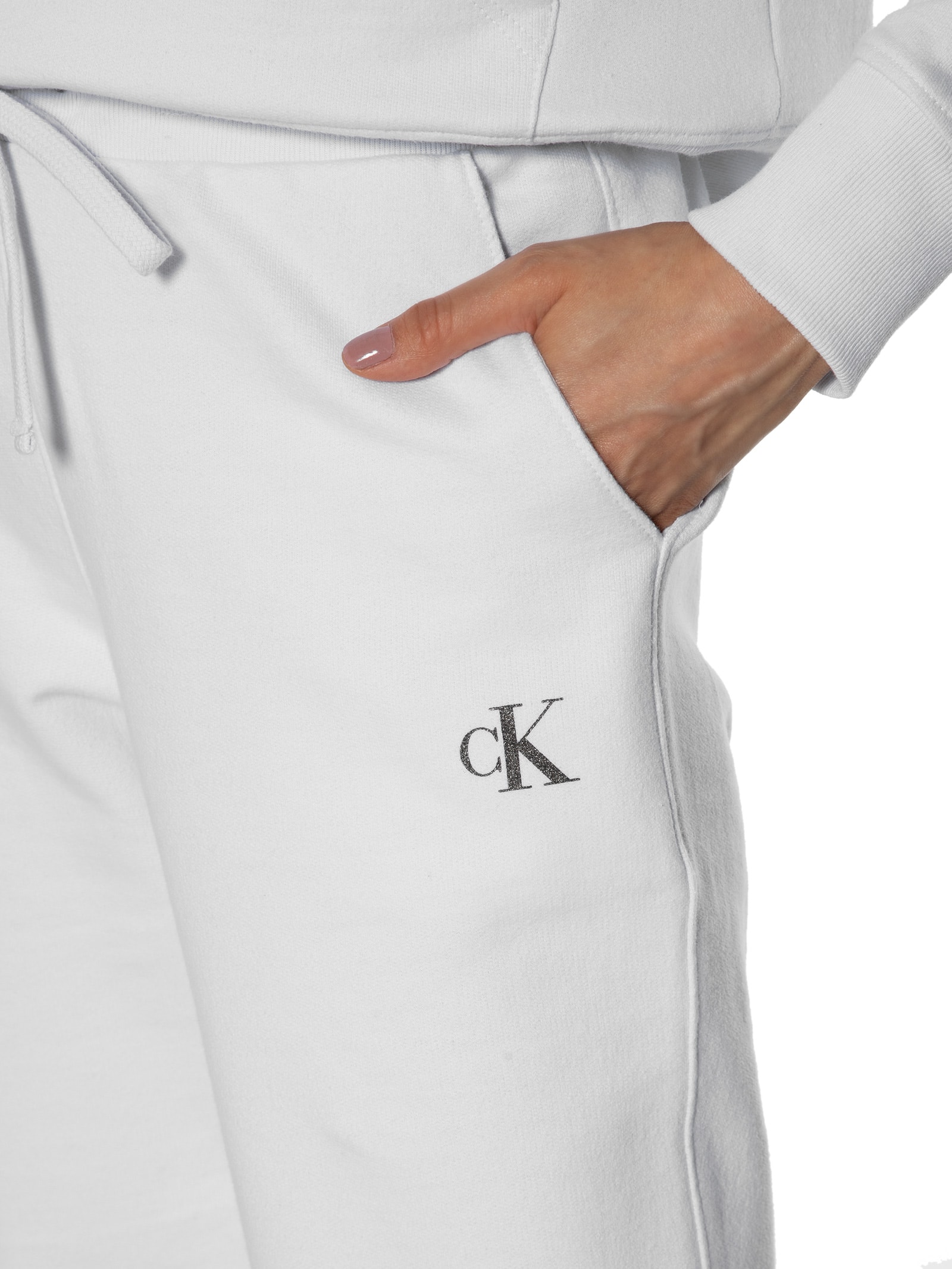 Calça Feminina Moletom Branco Calvin Klein Jeans