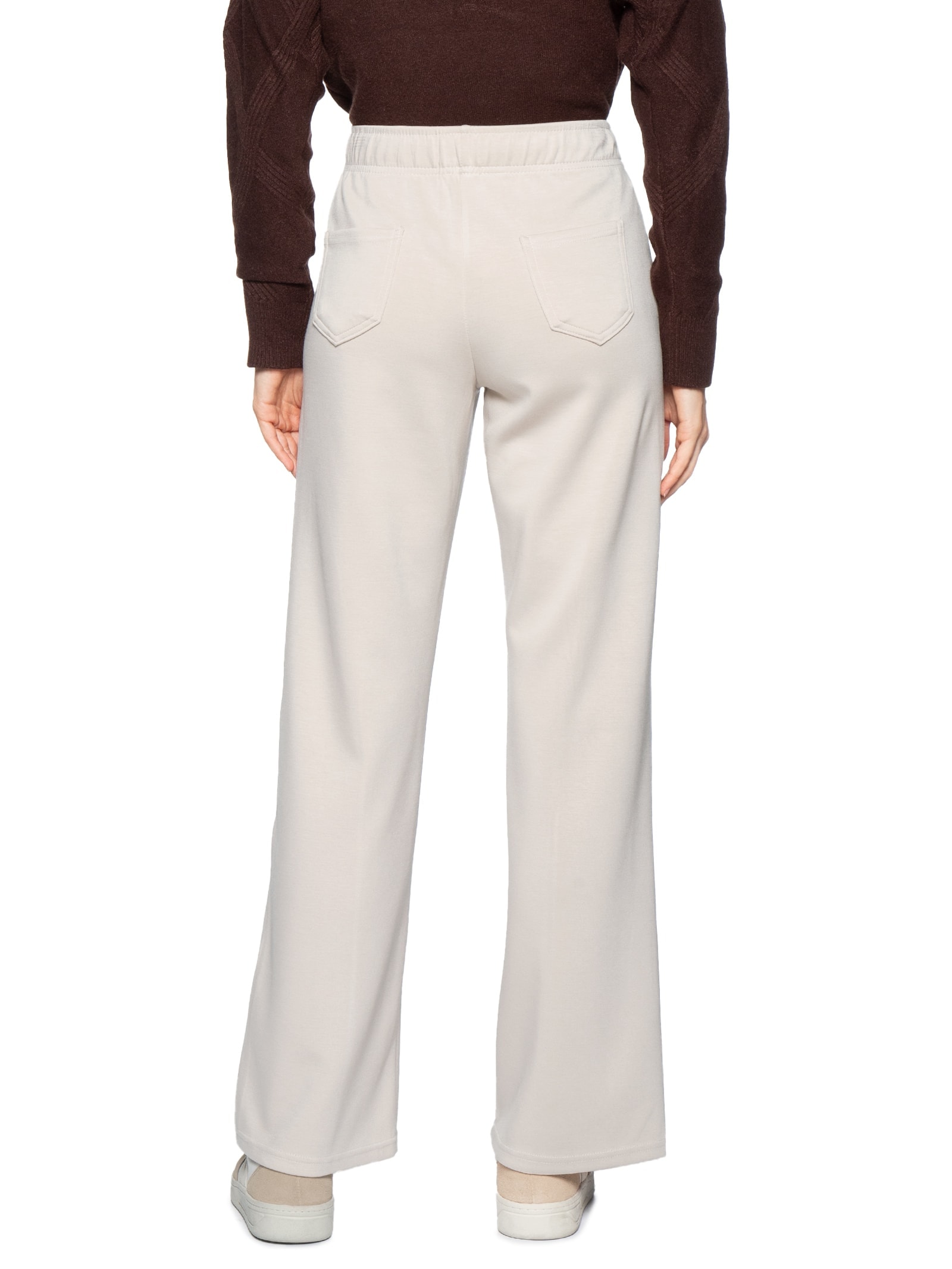 Calça Feminina Moletom Com Bolsos Bege Basiq