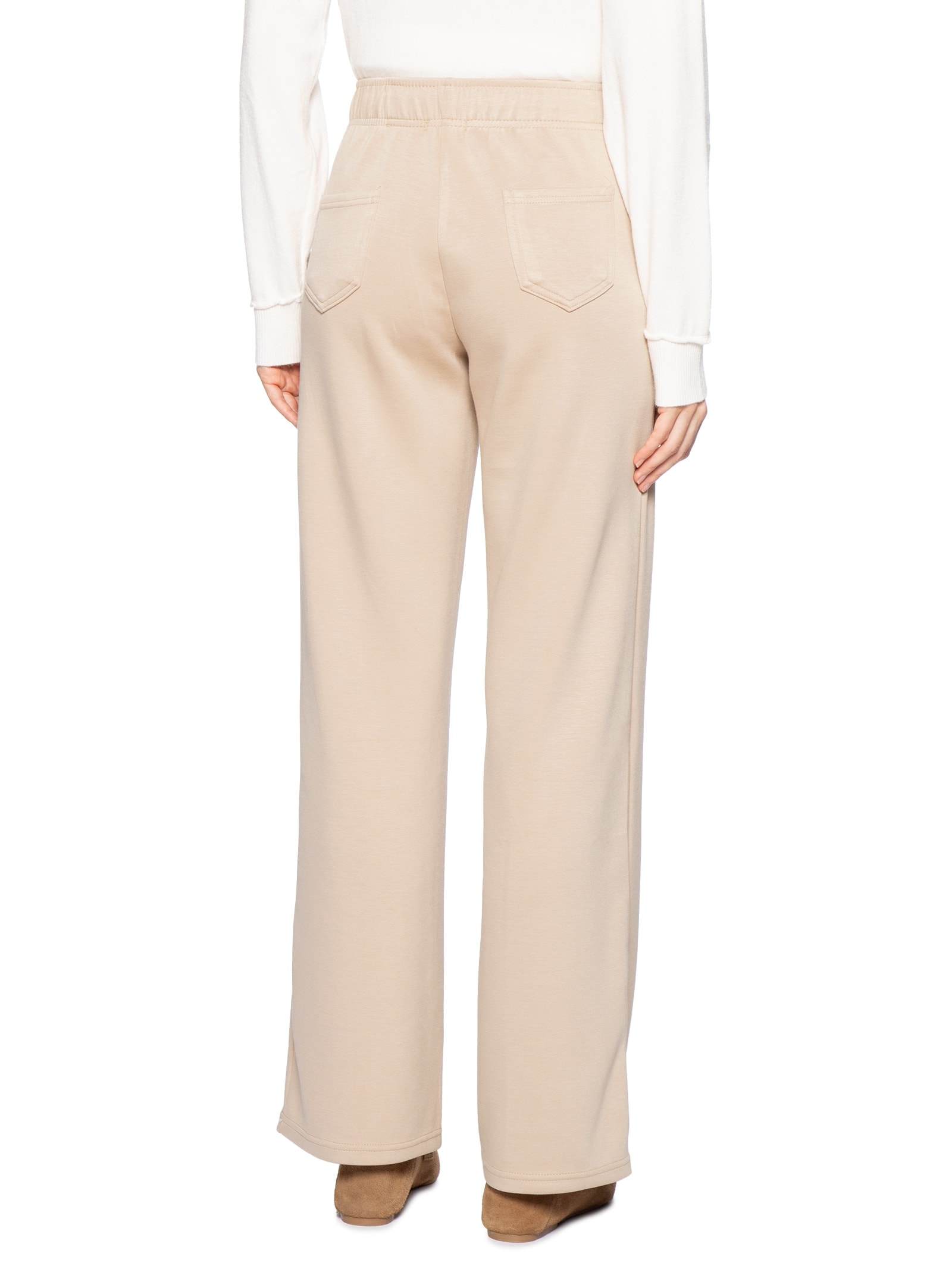 Calça Feminina Moletom Com Bolsos Bege Basiq