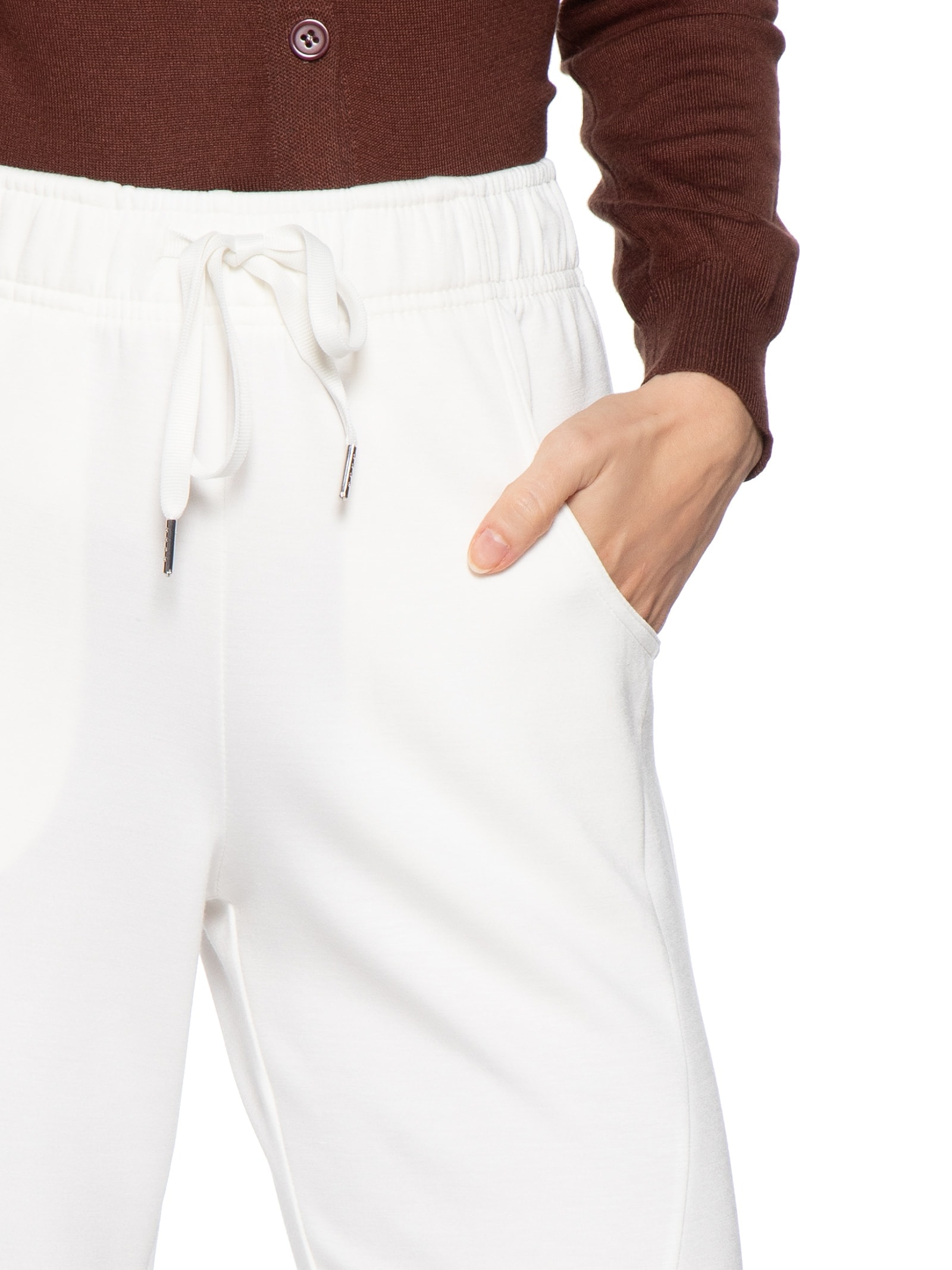 Calça Feminina Moletom Com Bolsos Off White Basiq