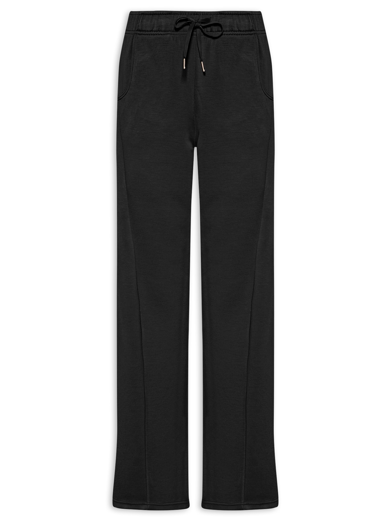Calça Feminina Moletom Com Bolsos Preto Basiq