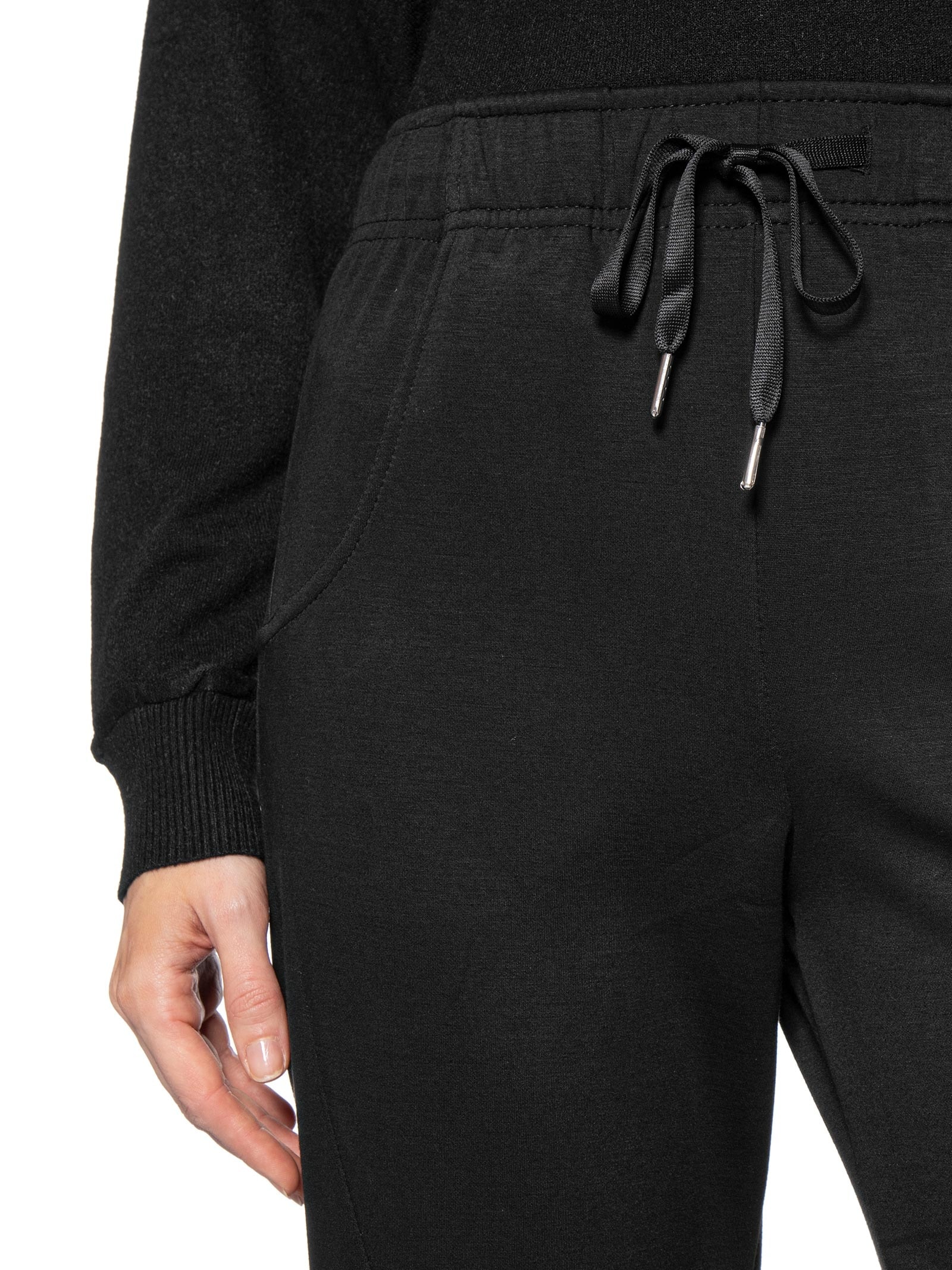 Calça Feminina Moletom Com Bolsos Preto Basiq