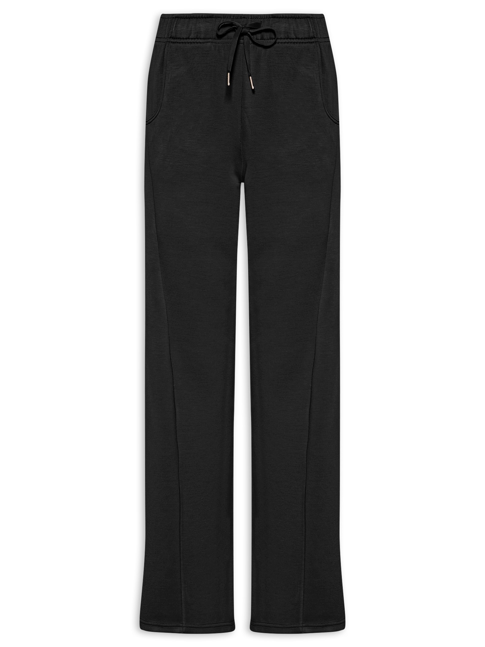Calça Feminina Moletom Com Bolsos Preto Basiq