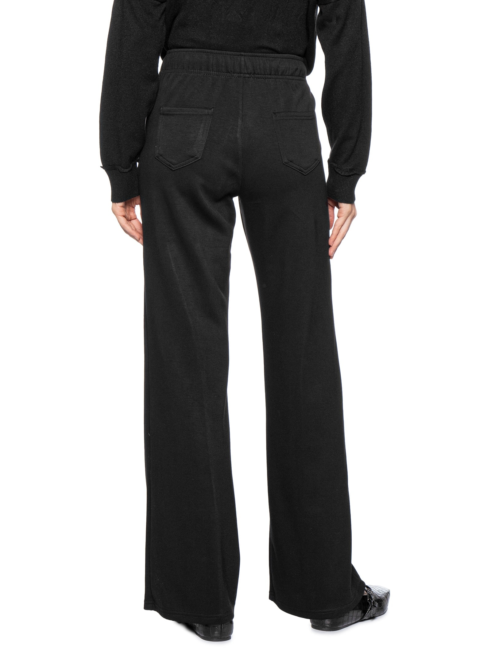 Calça Feminina Moletom Com Bolsos Preto Basiq
