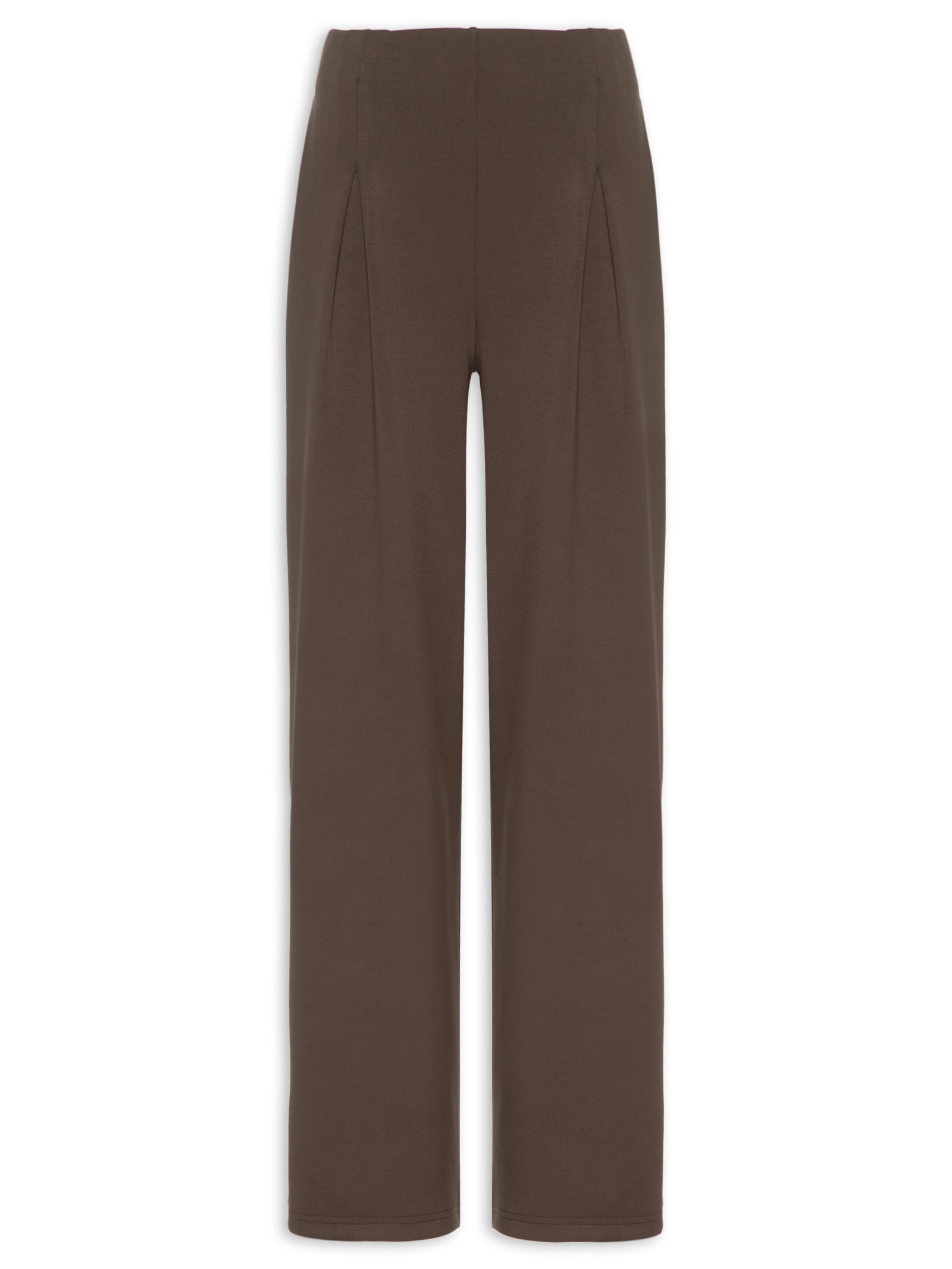 Calça Feminina Moletom com Pregas – Marrom Basiq