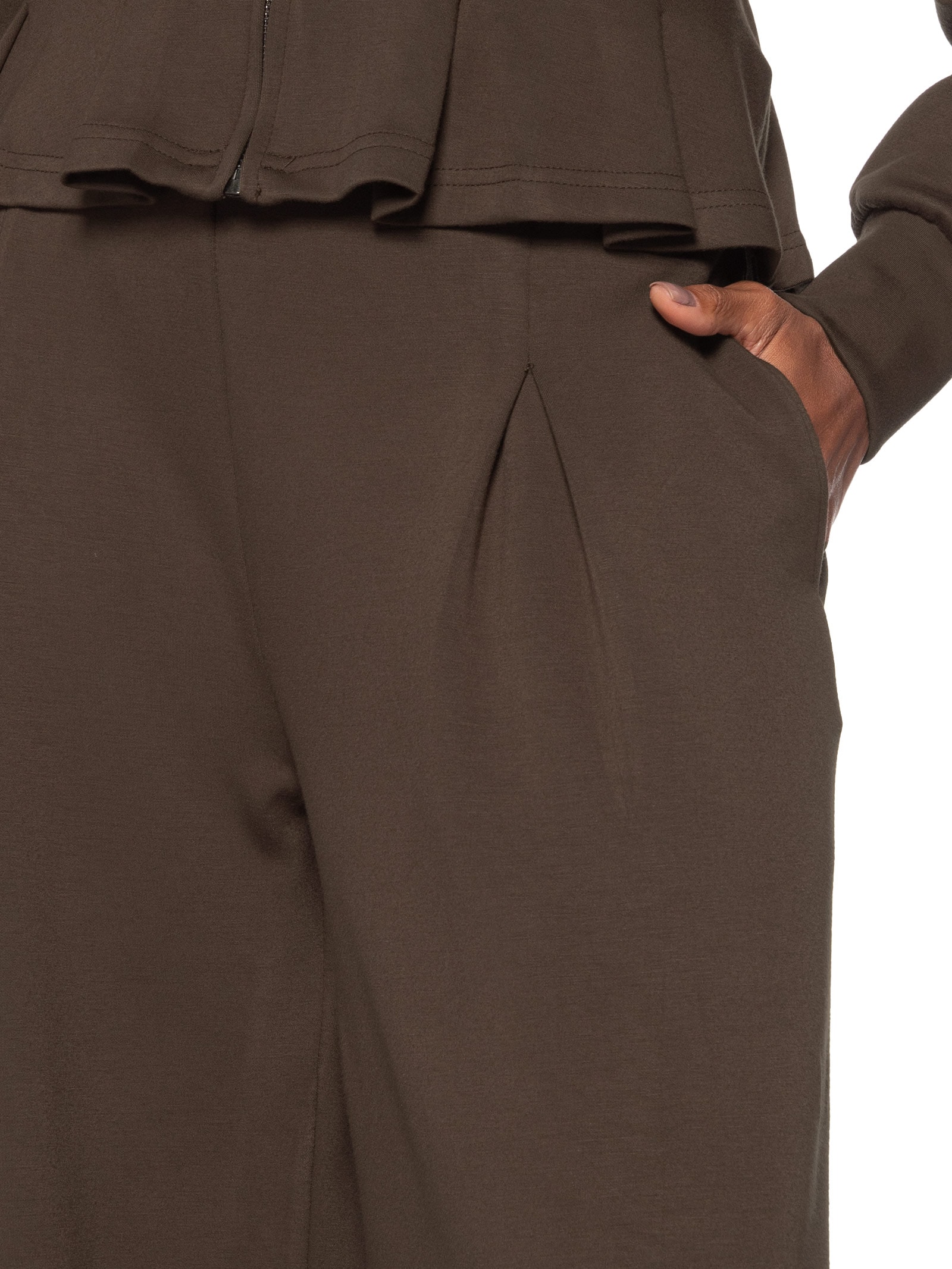 Calça Feminina Moletom com Pregas – Marrom Basiq