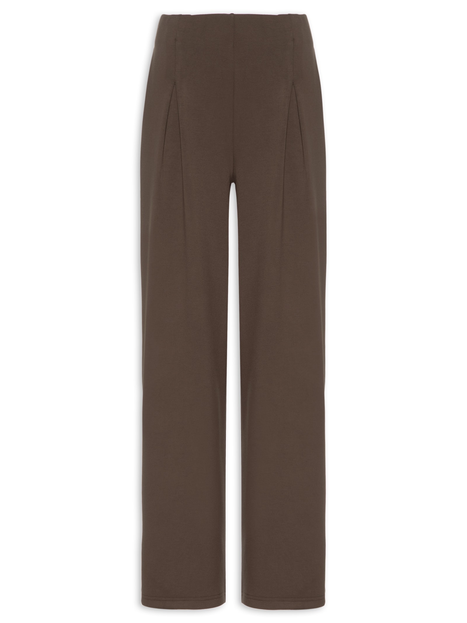 Calça Feminina Moletom com Pregas – Marrom Basiq