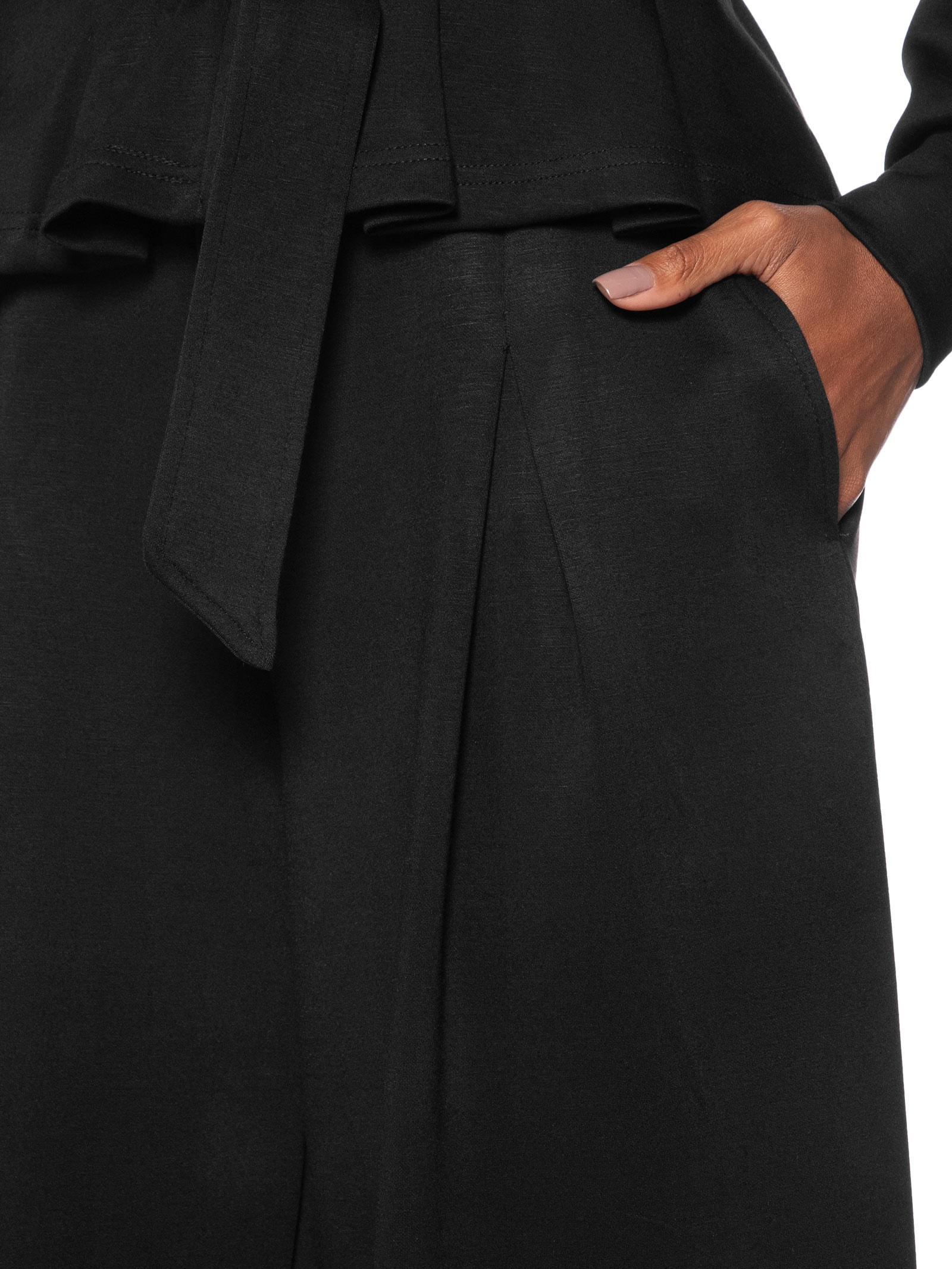 Calça Feminina Moletom com Pregas – Preto Basiq