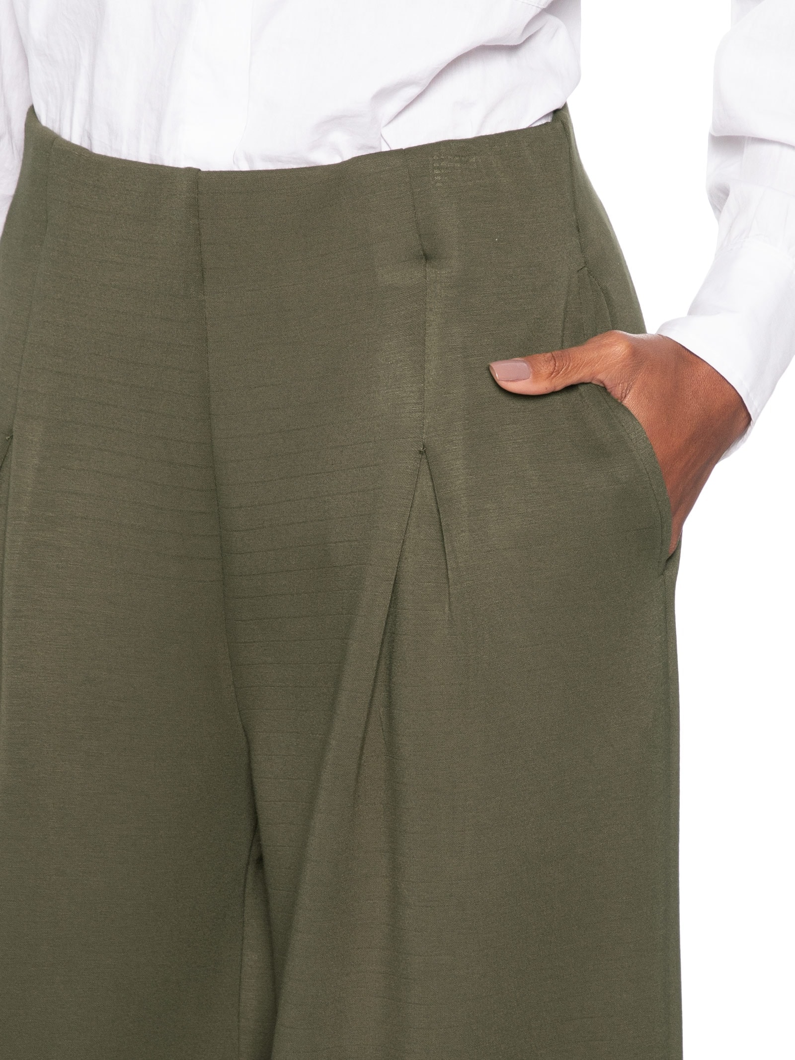 Calça Feminina Moletom com Pregas – Verde Basiq