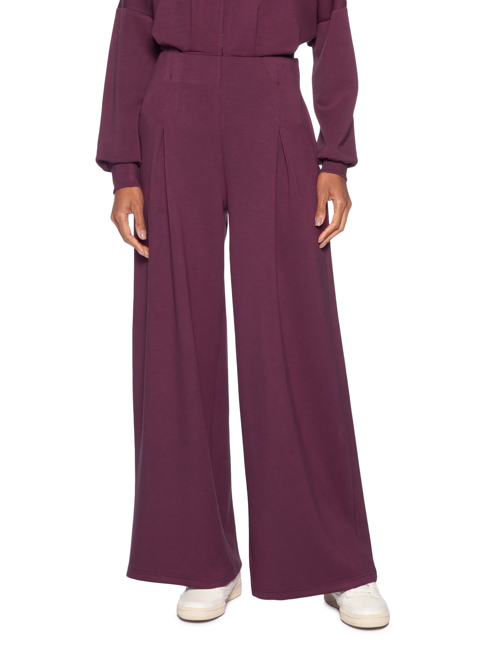 Calça Feminina Moletom com Pregas – Vermelho Basiq