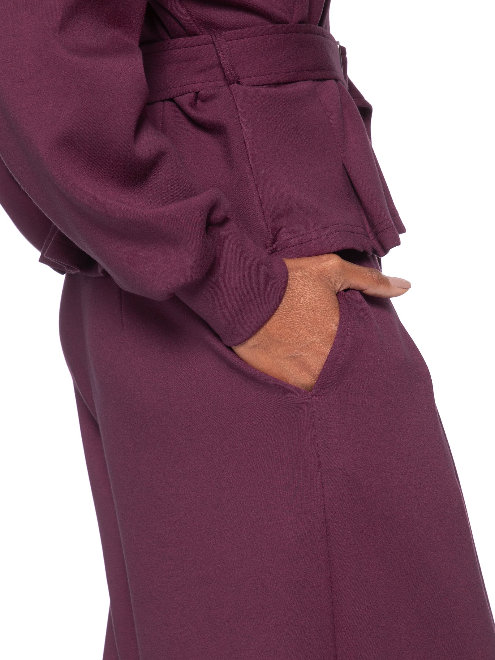 Calça Feminina Moletom com Pregas – Vermelho Basiq