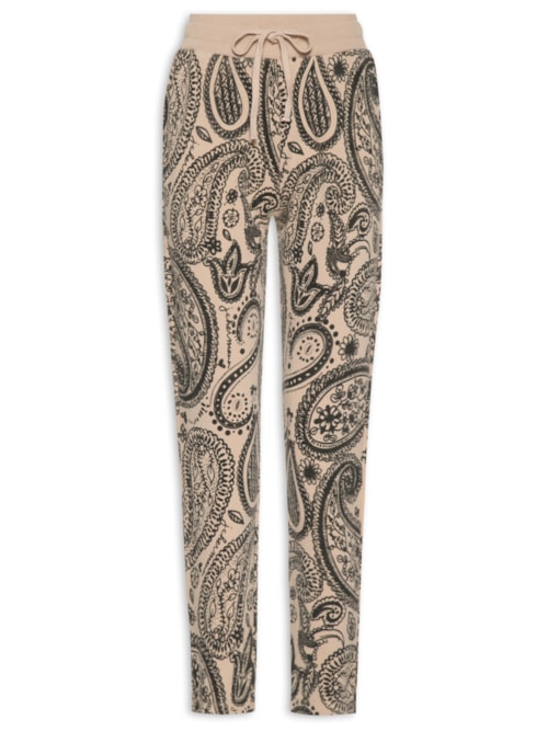 Calça Feminina Moletom Estampa – Bege