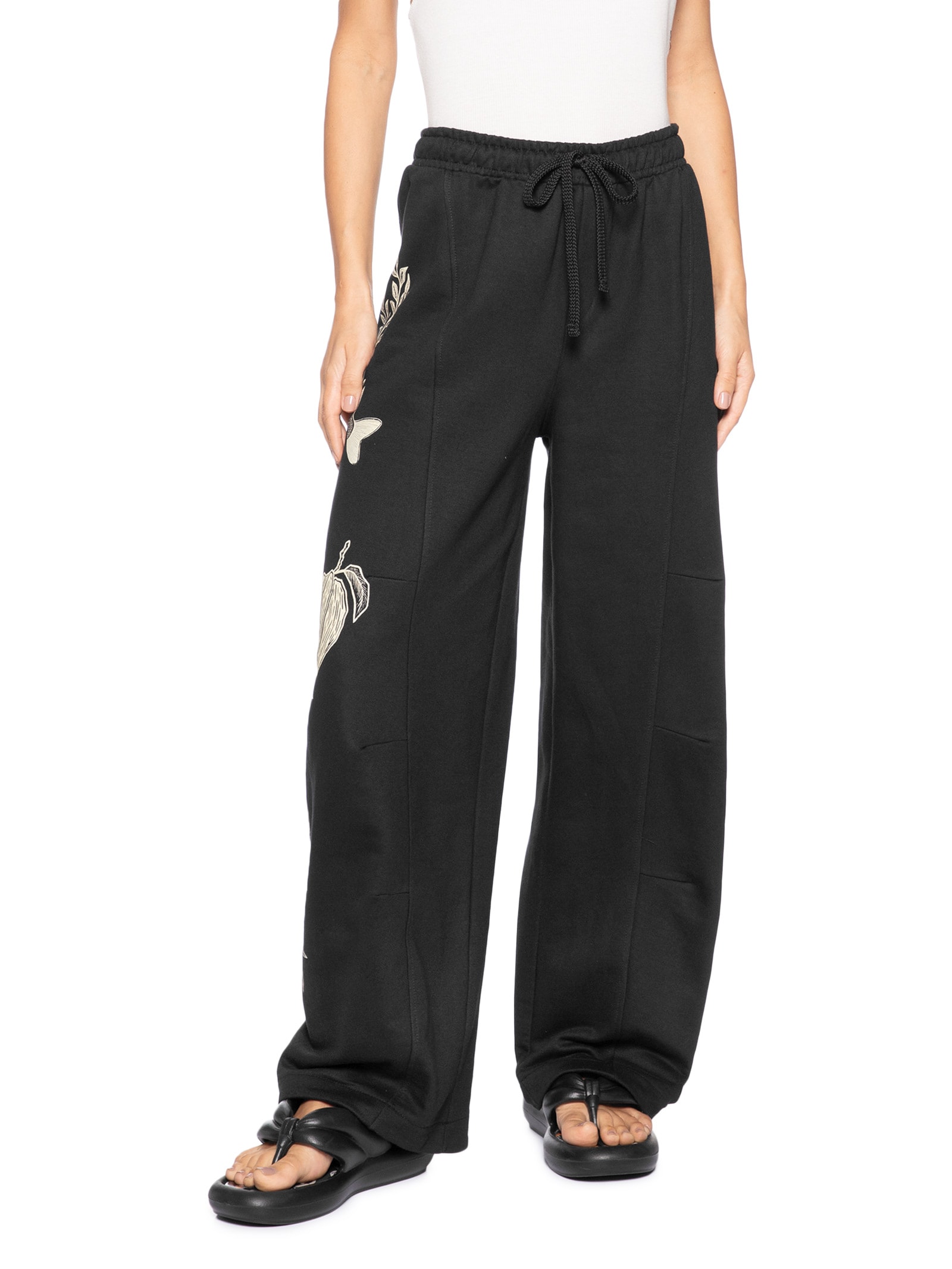 Calça Feminina Moletom Jardim De Cordel Preto Farm