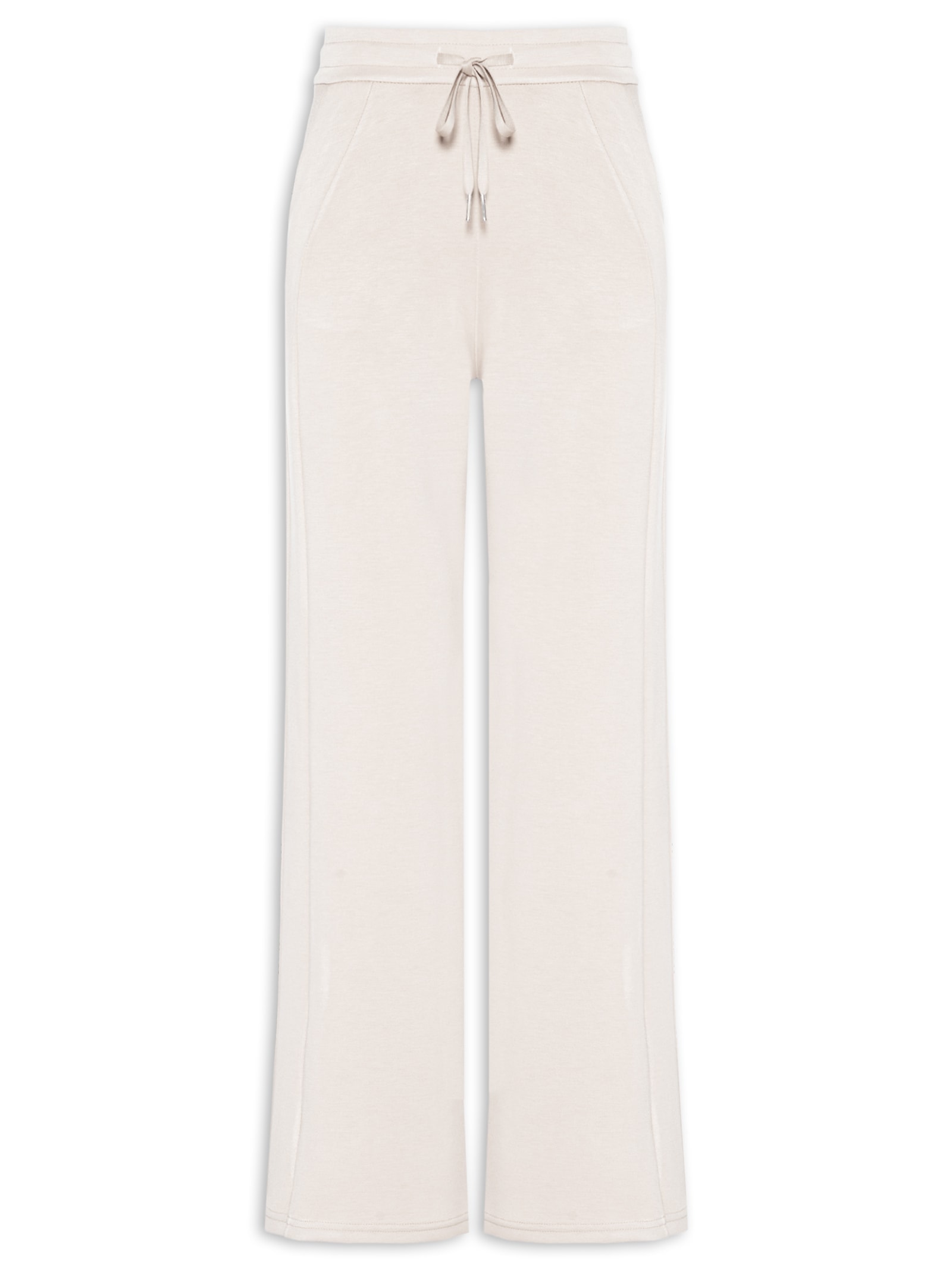 Calça Feminina Moletom Pantalona Bege Basiq