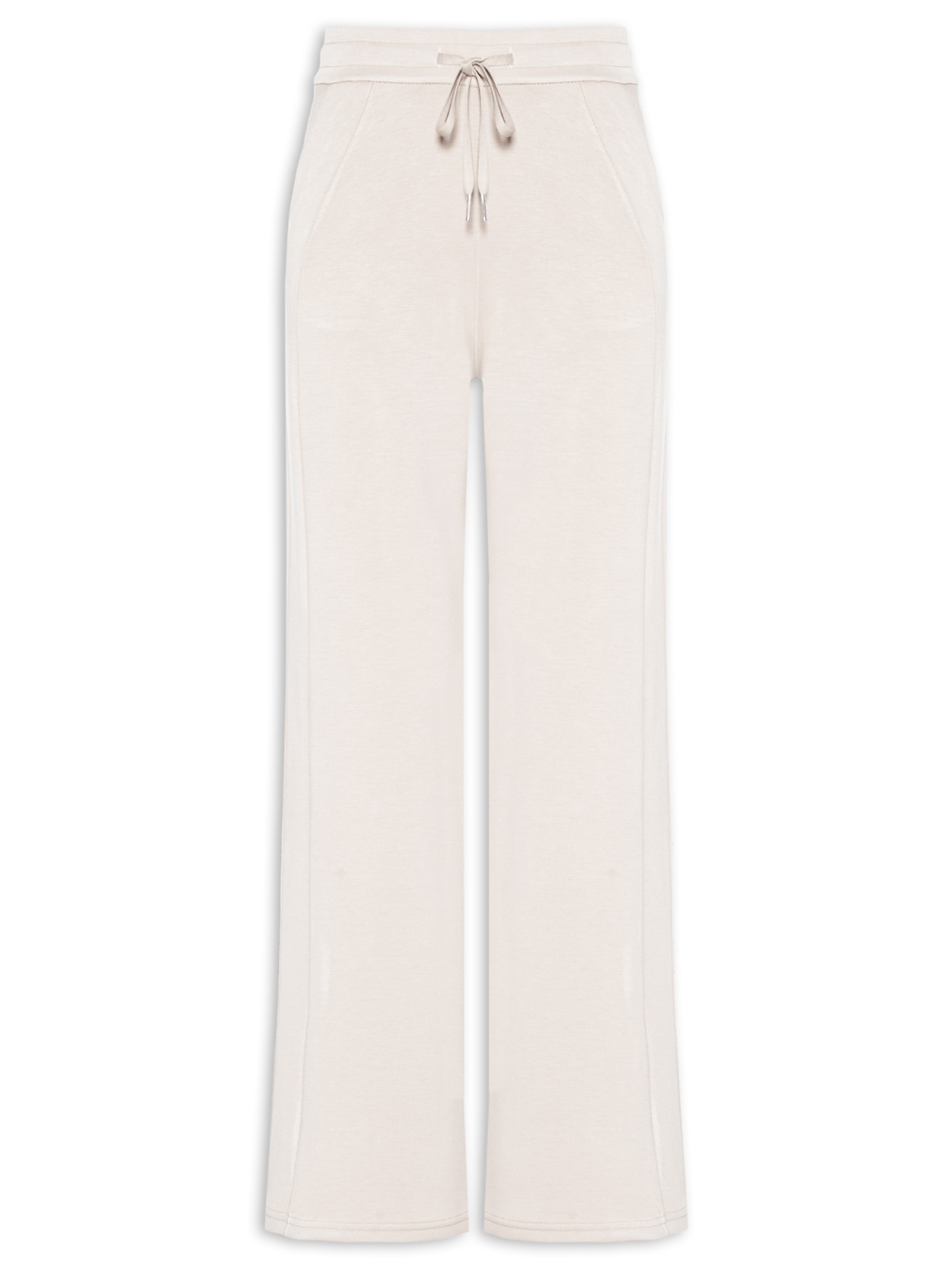 Calça Feminina Moletom Pantalona Bege Basiq