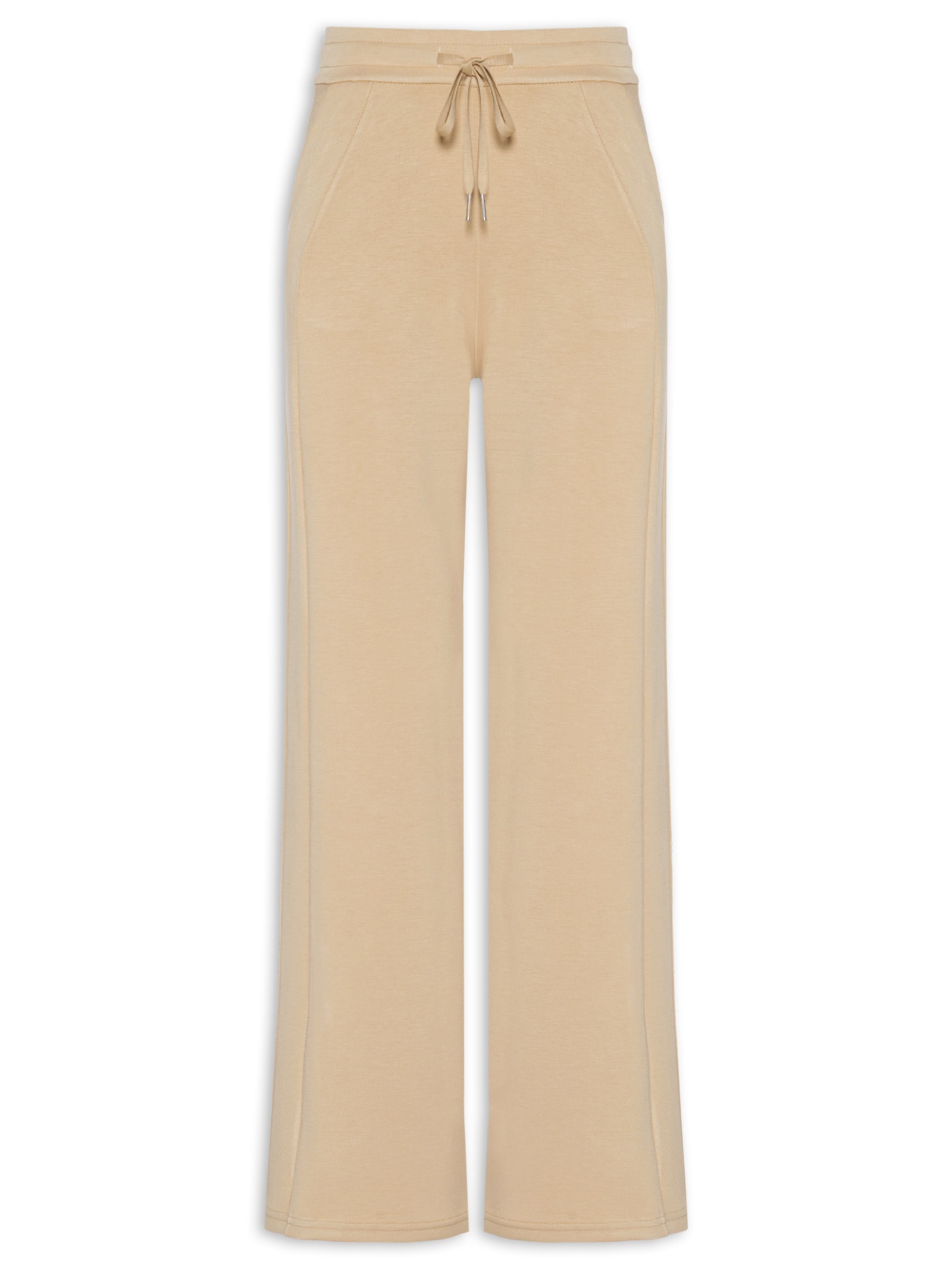 Calça Feminina Moletom Pantalona Bege Basiq