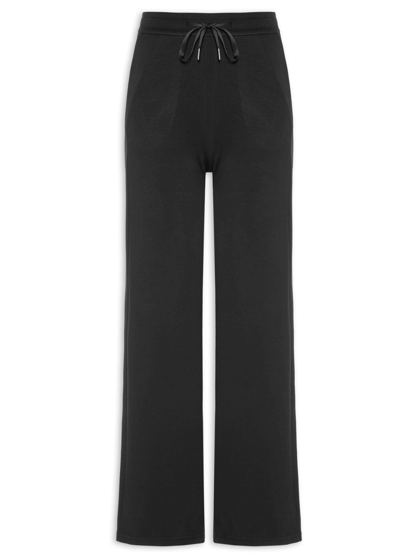 Calça Feminina Moletom Pantalona Preto Basiq