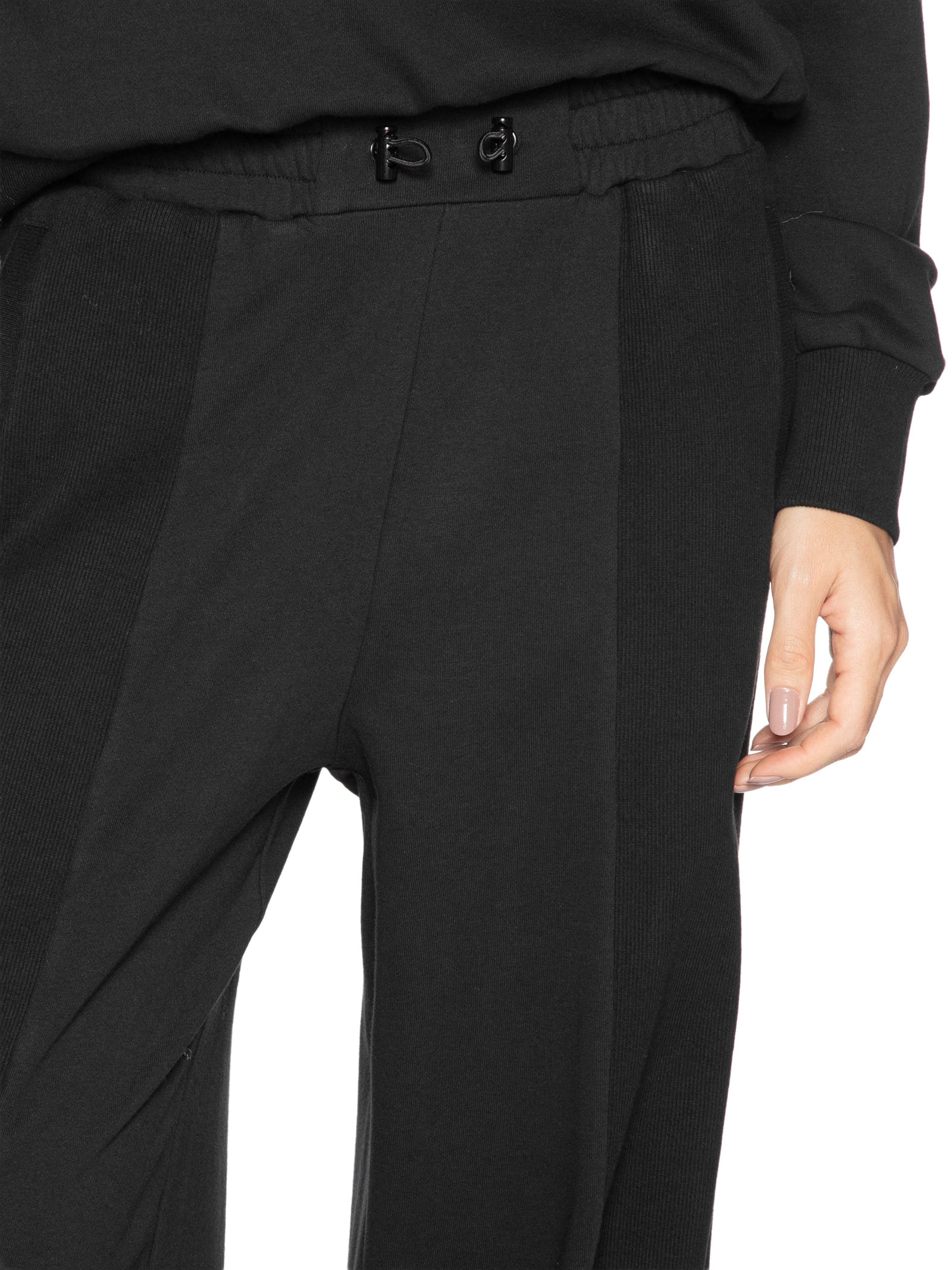 Calça Feminina Moletom Wide Preto Animale Jeans