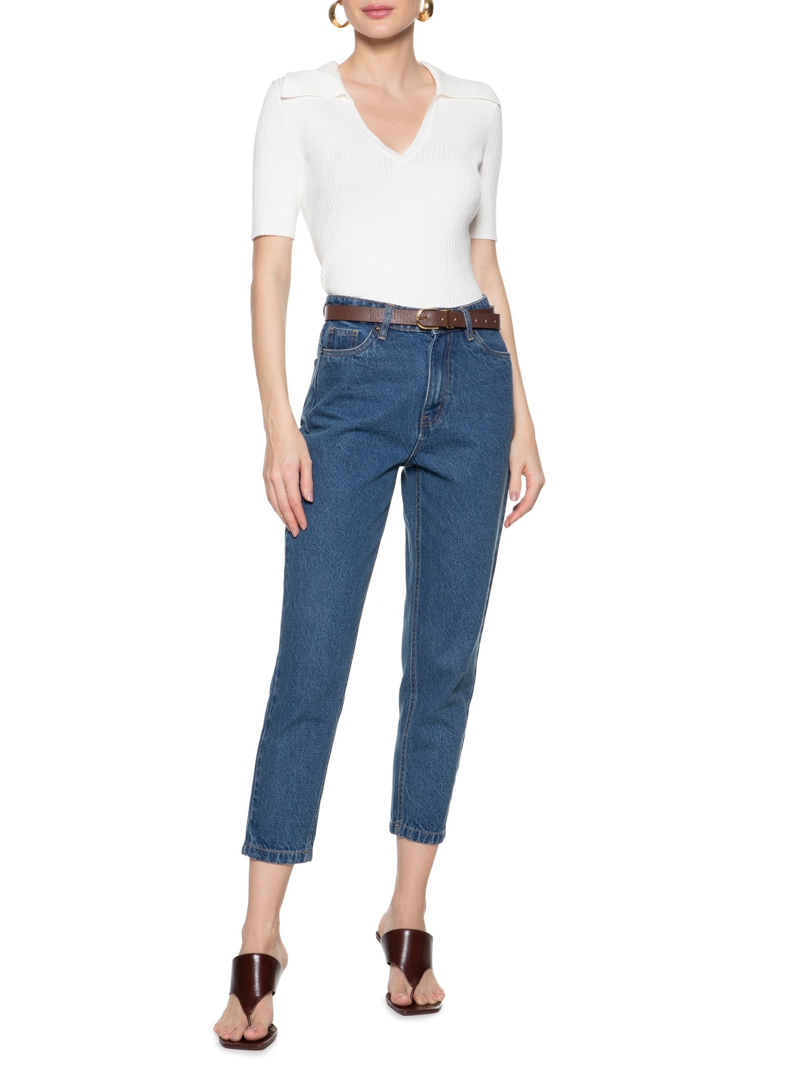 Calça Feminina Mom Jeans Azul '2Essential