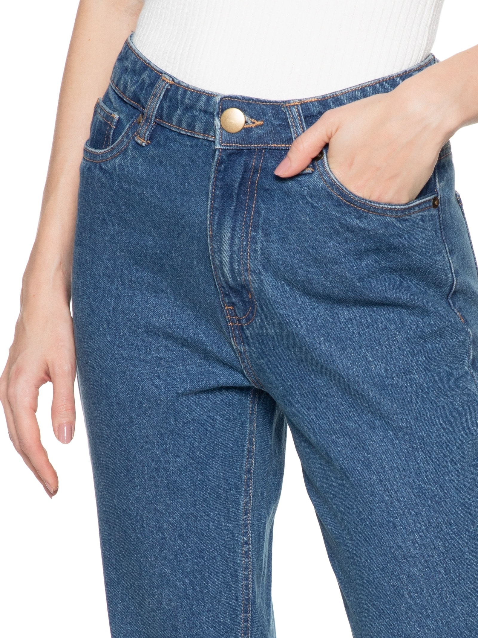 Calça Feminina Mom Jeans Azul '2Essential