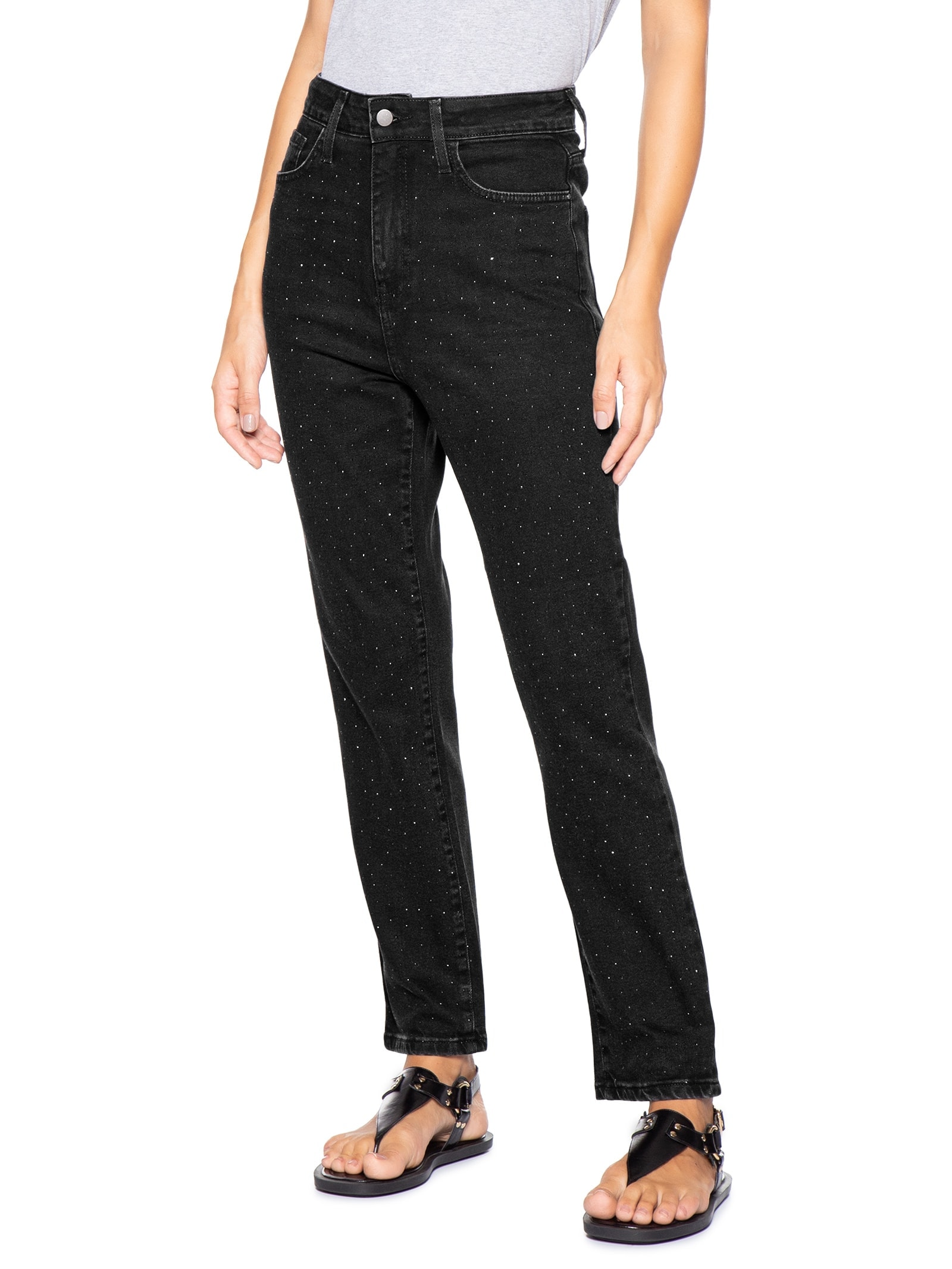 Calça Feminina Mom Jeans Preto Basiq