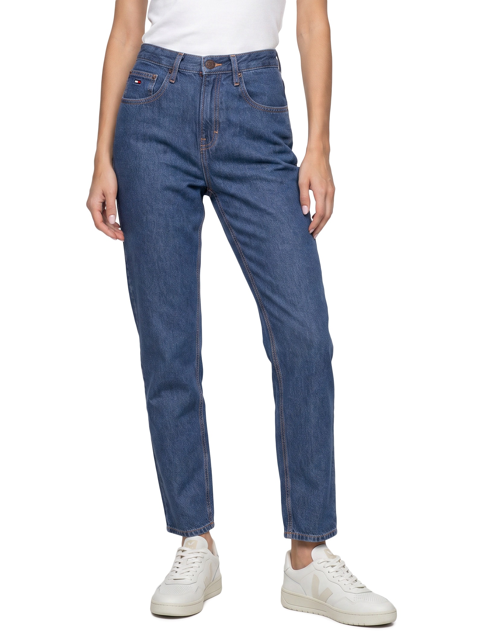 Calça Feminina Mom Jeans Uh Tpr Tab Azul Tommy Jeans